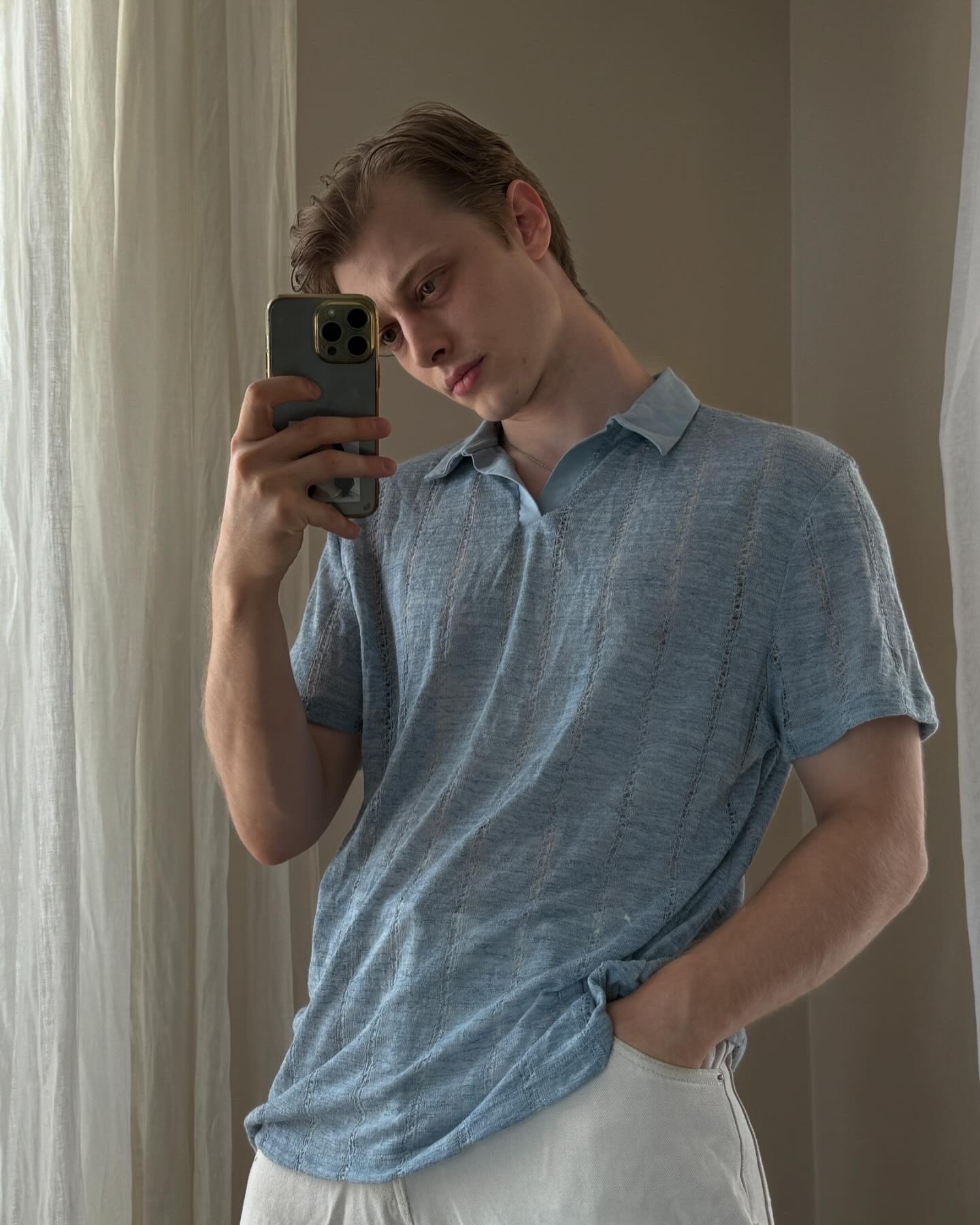 Blue Oversize Polo Shirt