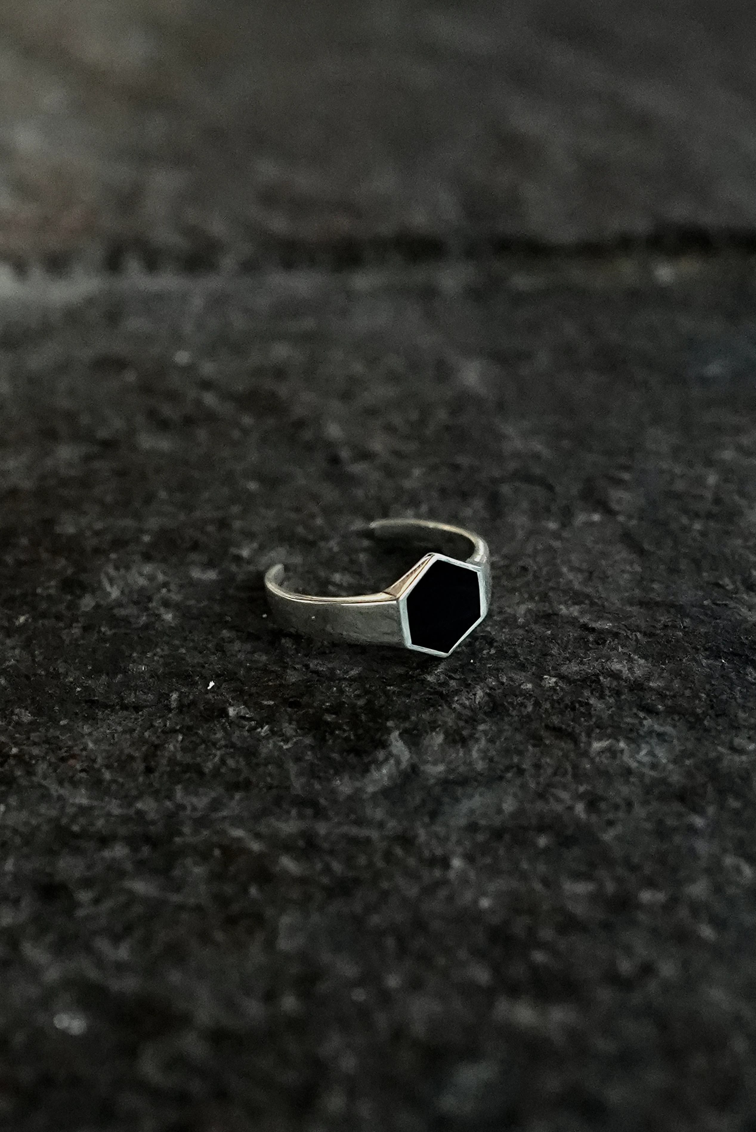925 Black Hex Ring
