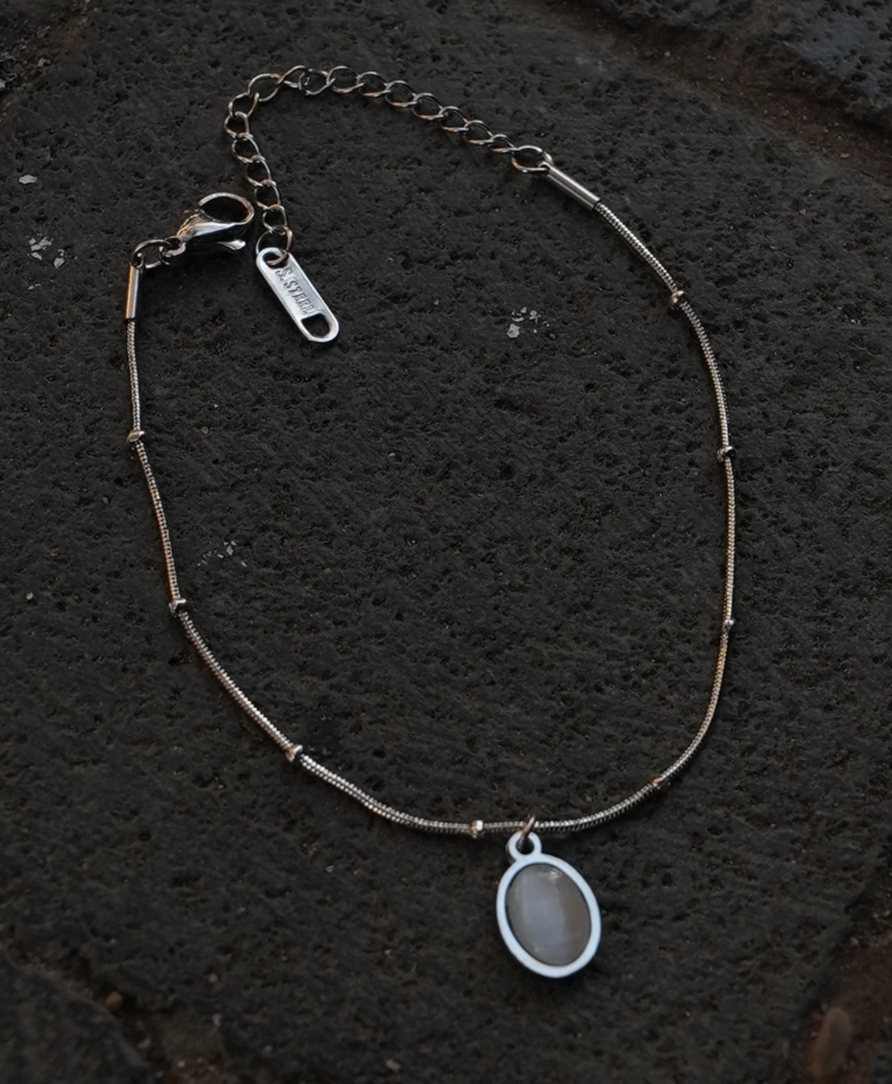 Vintage Ember Grey Stone Bracelet