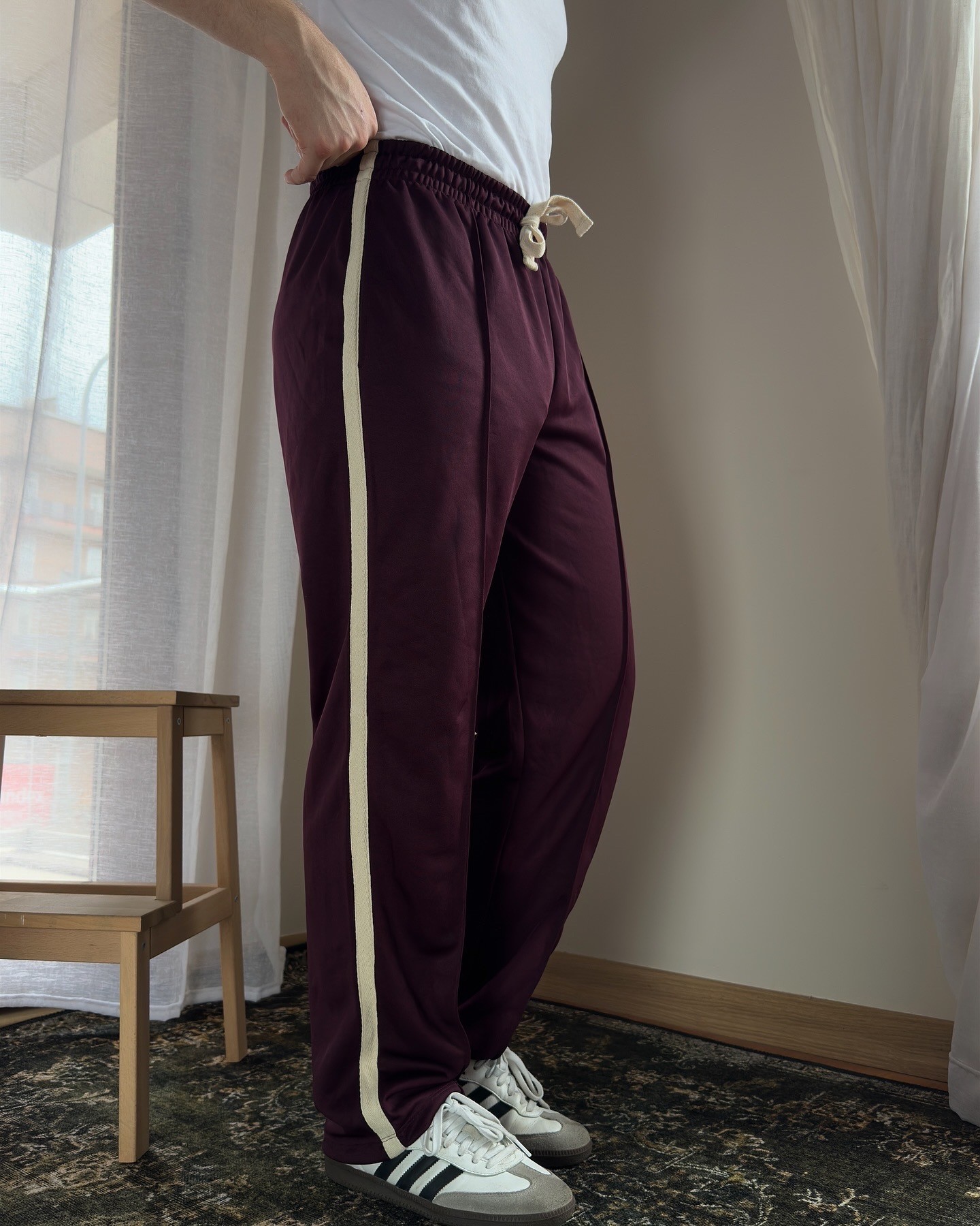 White Striped Burgundy Tracksuit