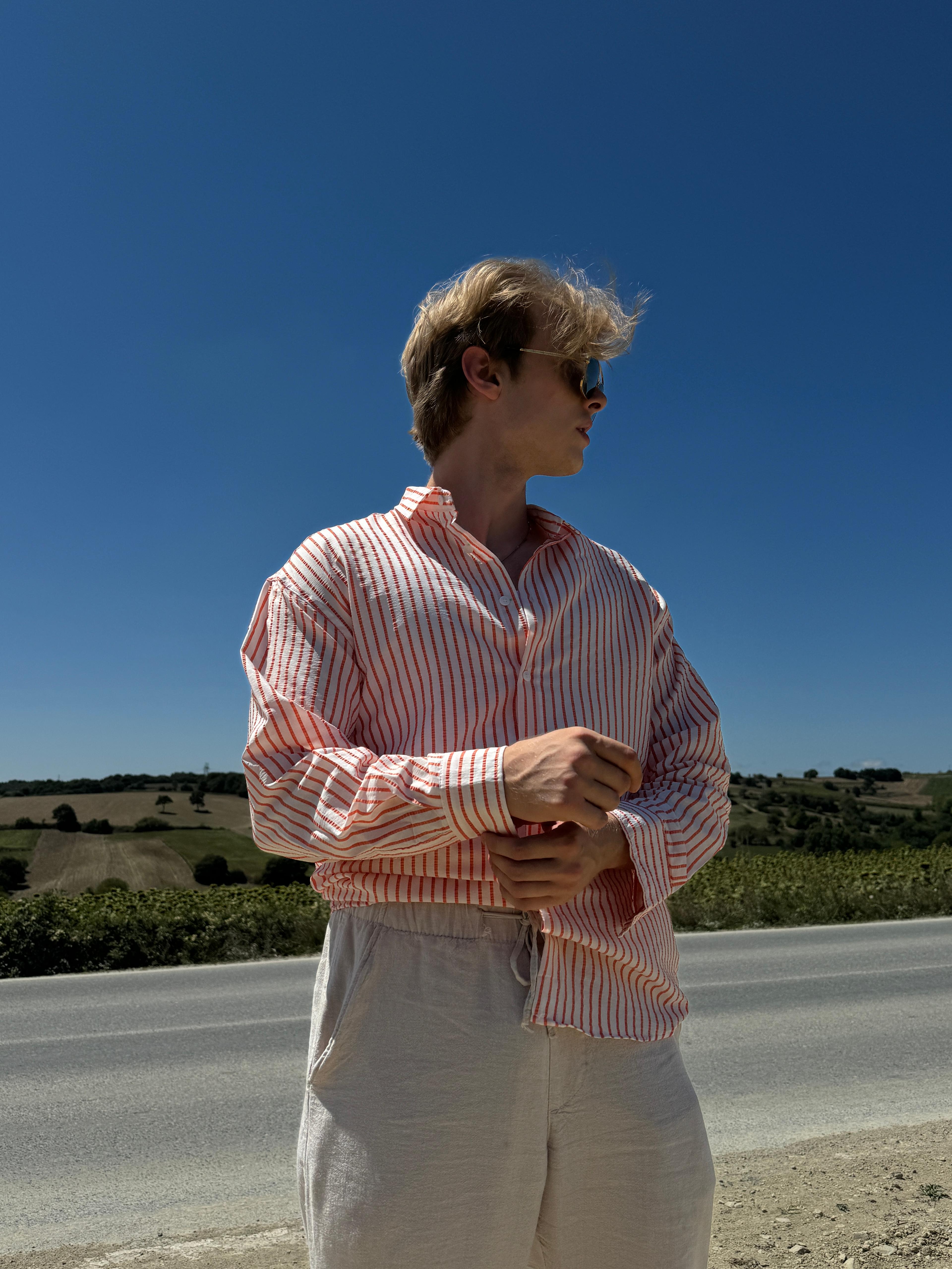 Orange Striped Shirt