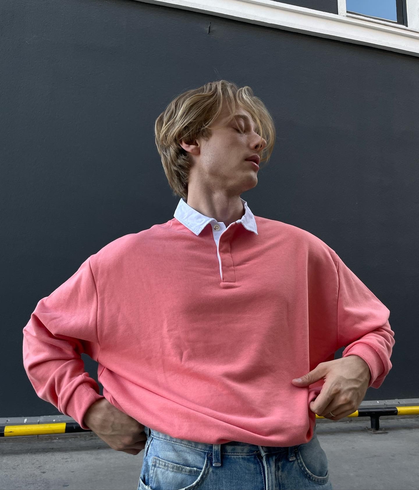 Whıte Collar Oversıze Polo Shırt