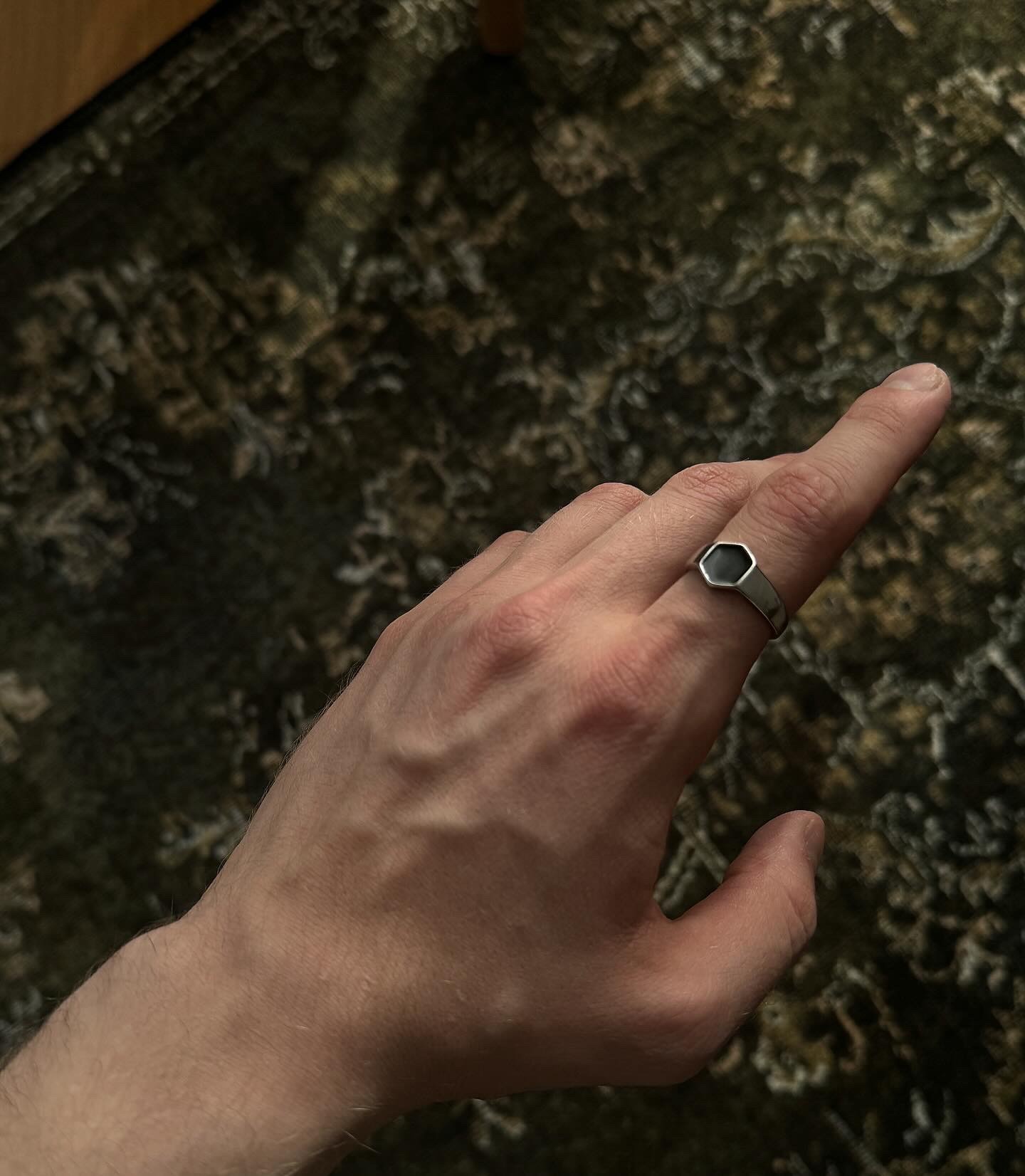 Silver Black Stone Ring