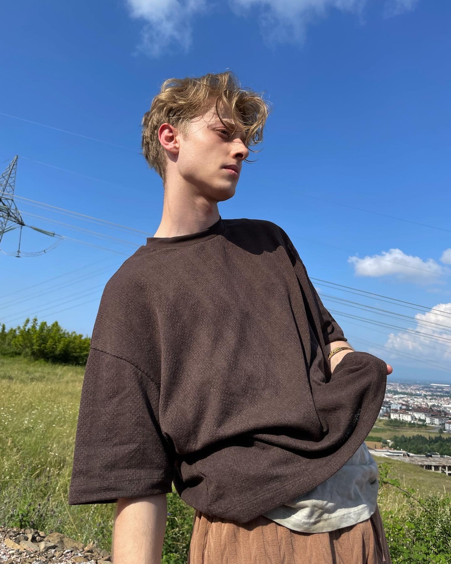 Brown Knıtwear Oversıze Tshırt