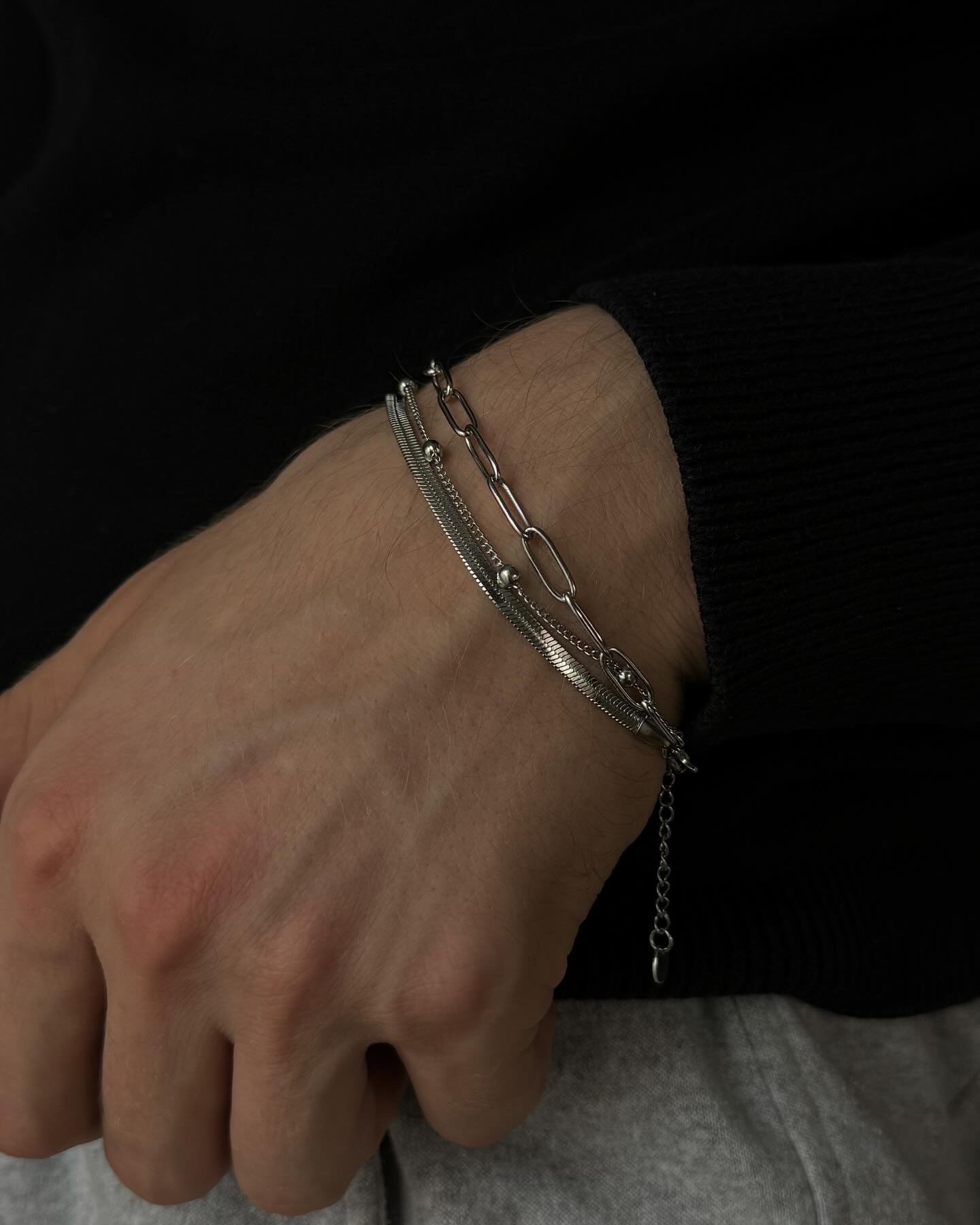 Three Steel Chain Bracelet