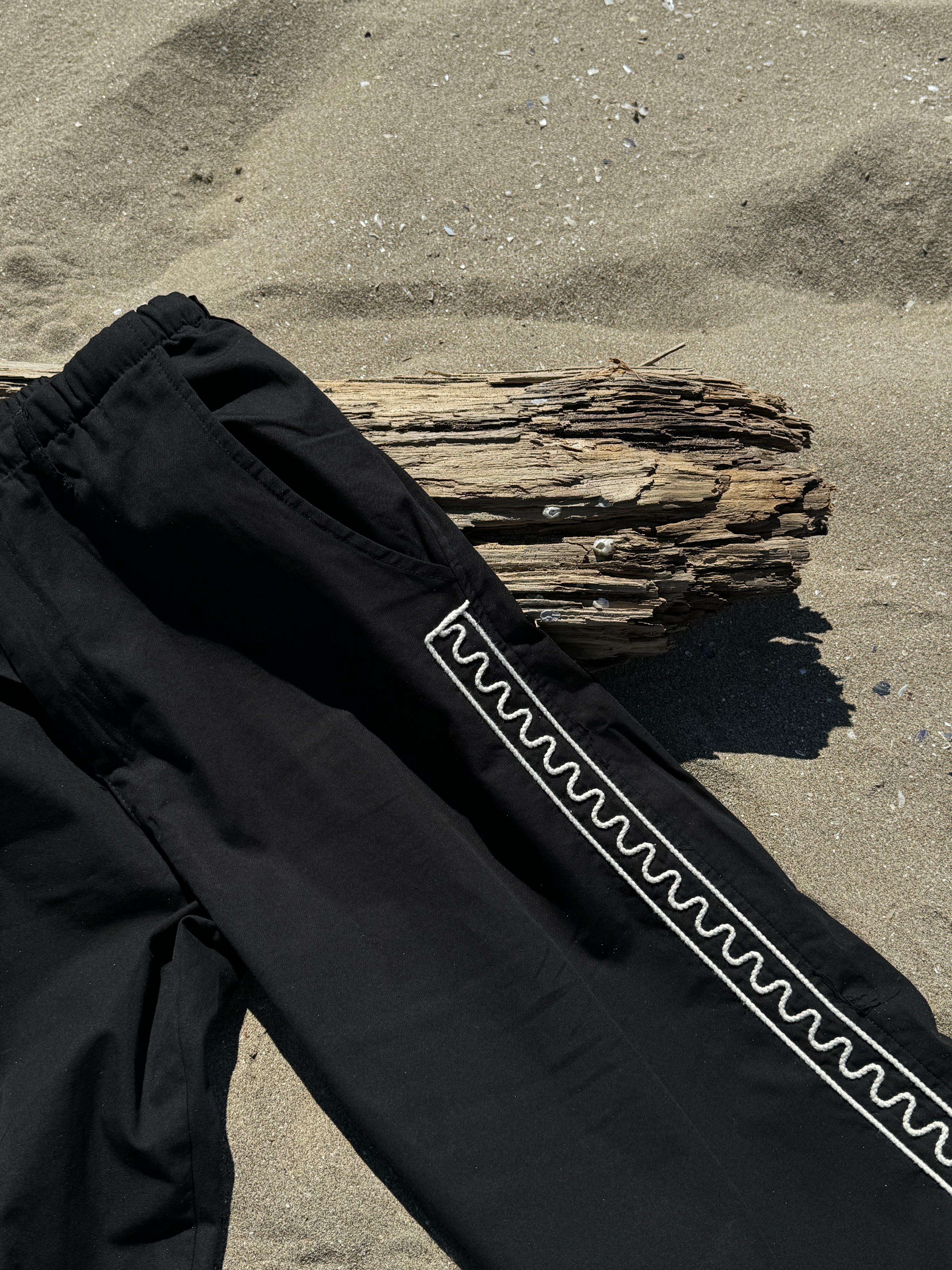 Black Pattern Detailed Pants