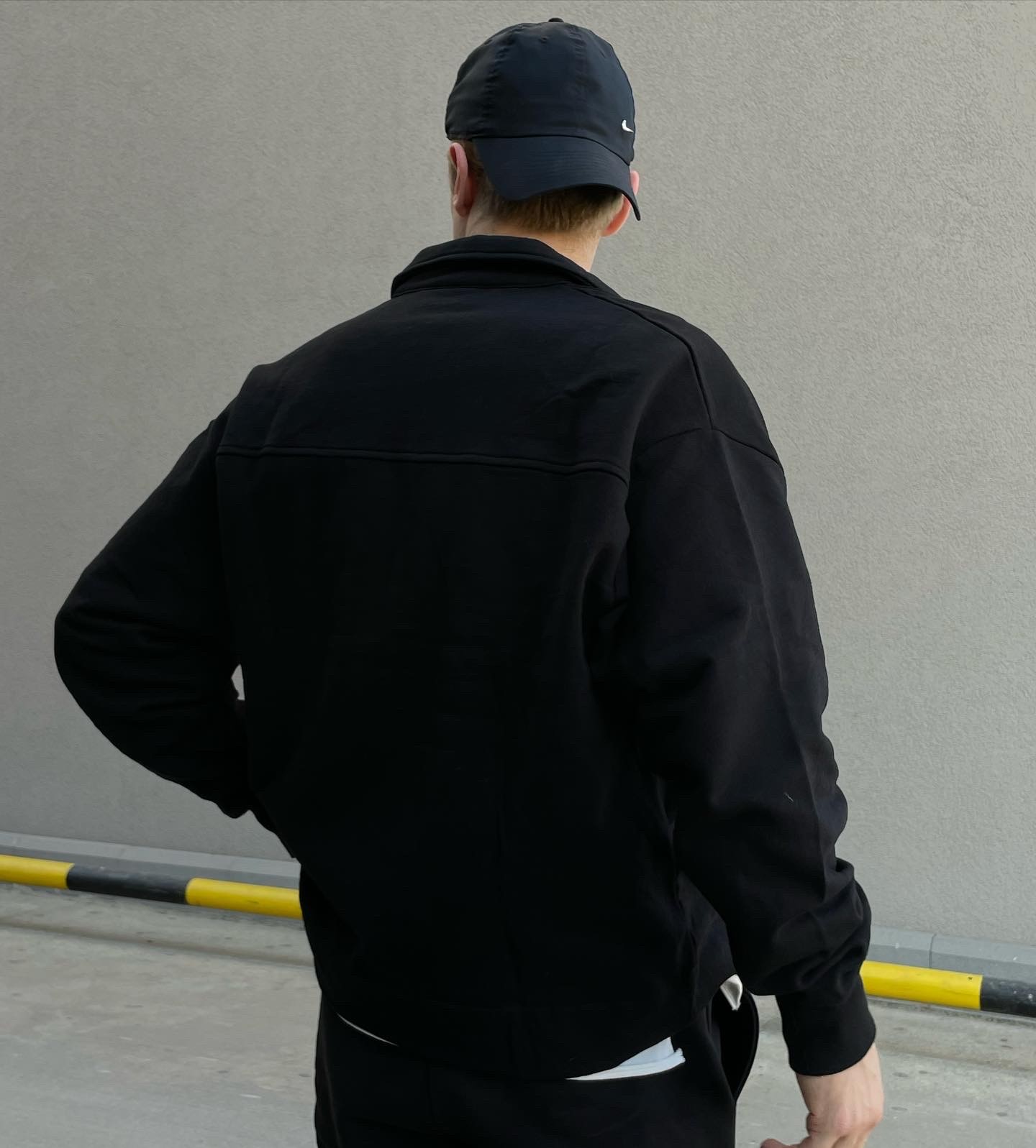 Black Polo Shirt Zippered Cardigan