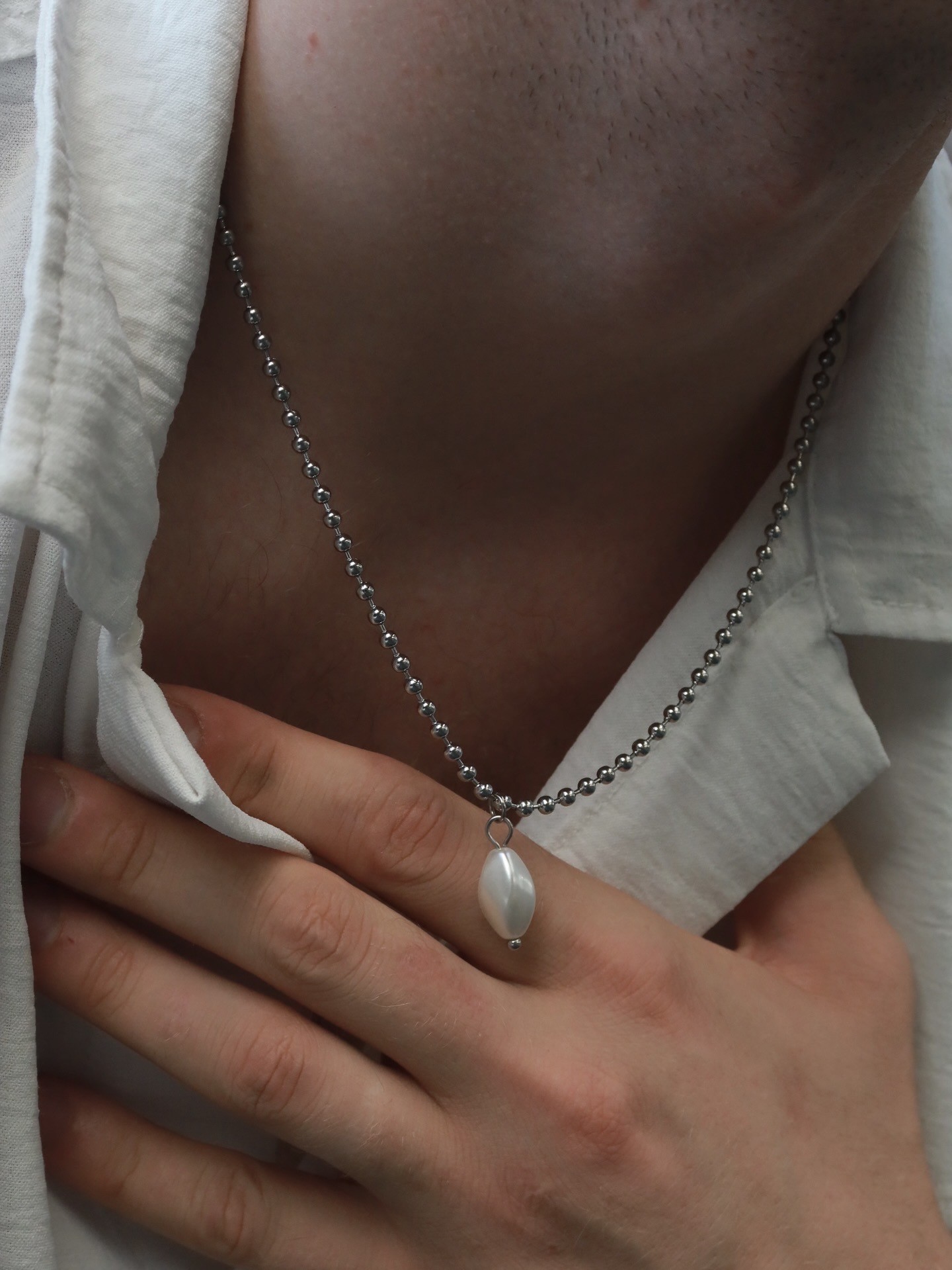 Pearl Drop Steel Necklace 🐚
