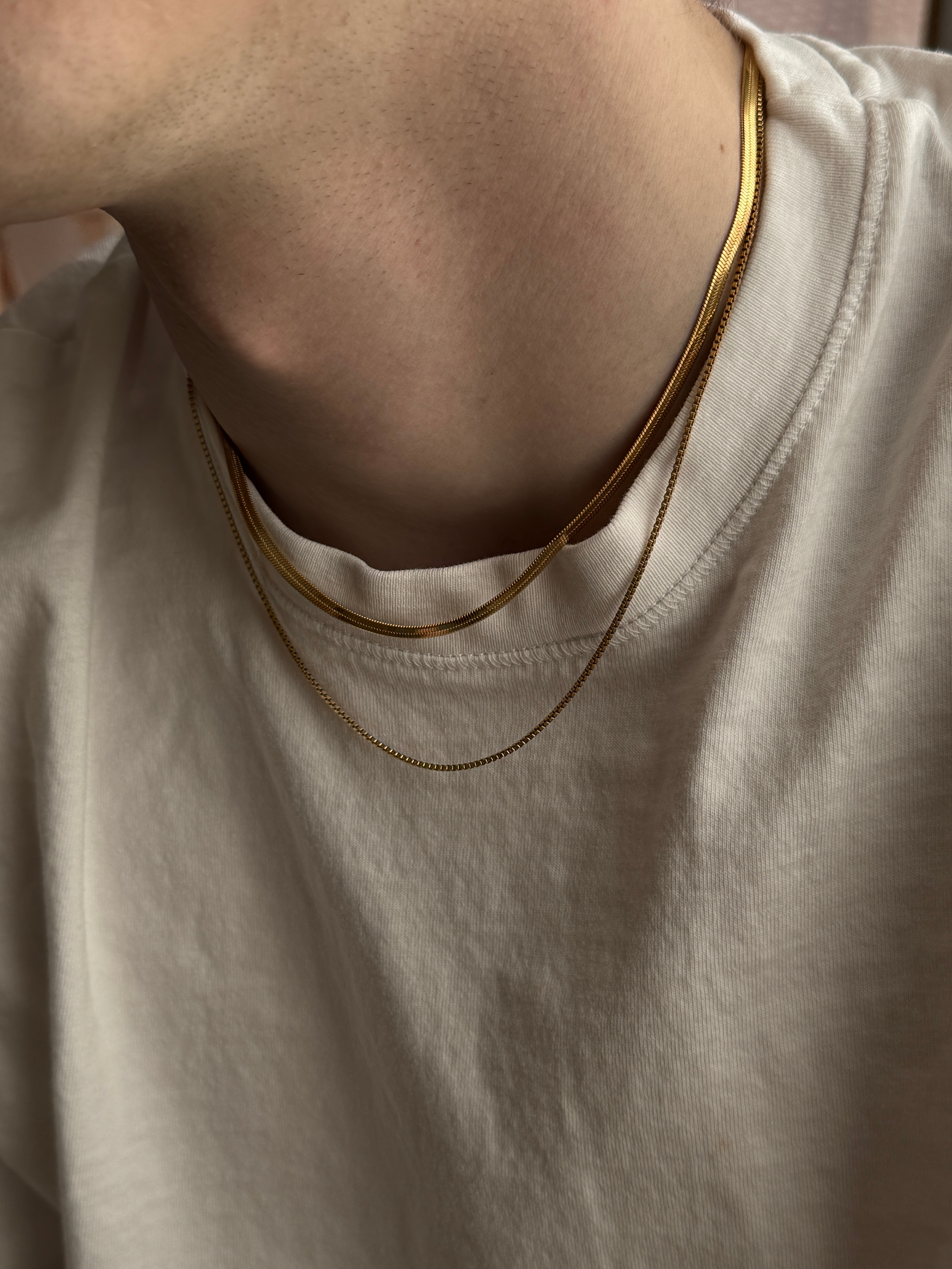 Gold Mirror Two Chain Necklace