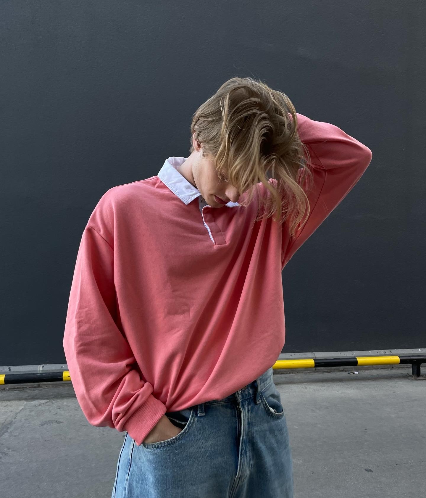 Whıte Collar Oversıze Polo Shırt