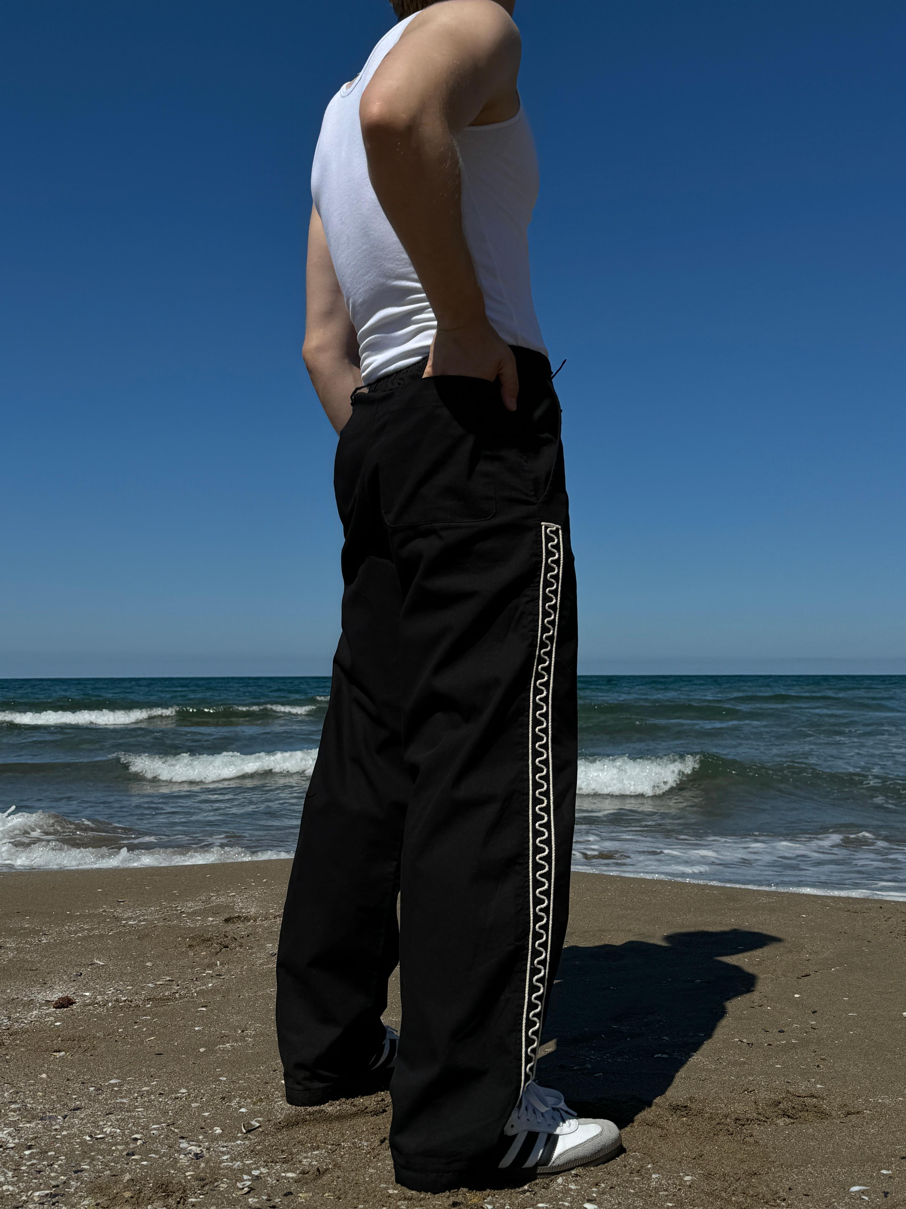 Black Pattern Detailed Pants