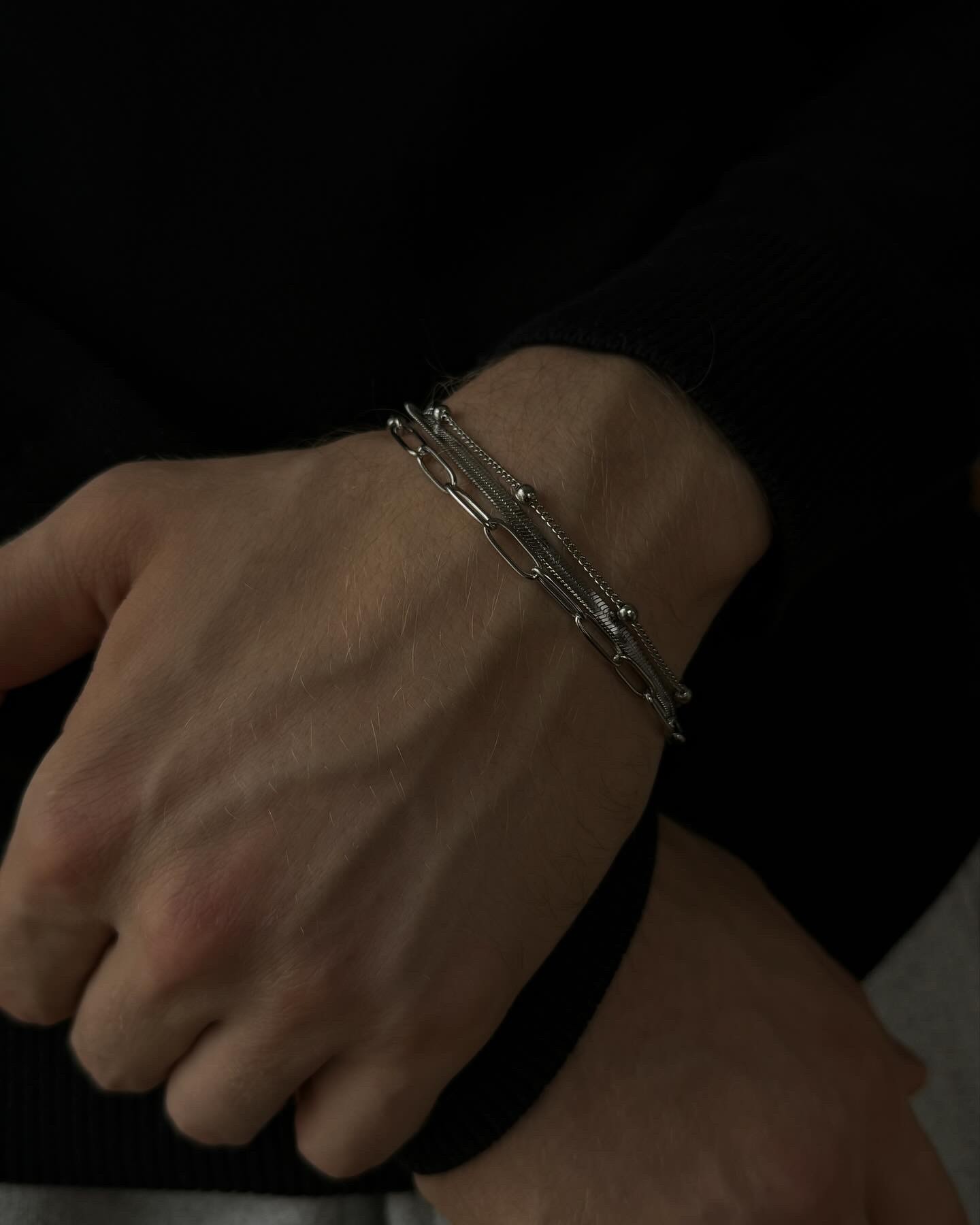 Three Steel Chain Bracelet