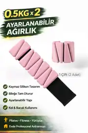 Pro Seri  Üçgen El Ayak Ayarlanabilir Slikon Ağırlık Bileklikleri 2 x 500 Gr