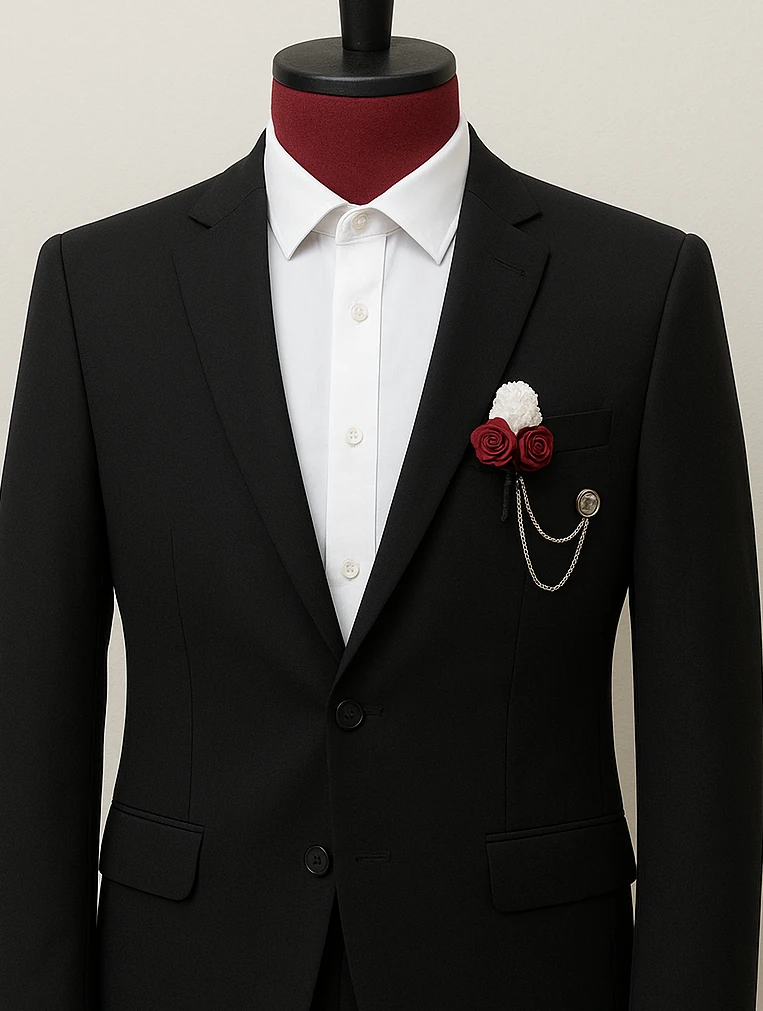 ÇİÇEKLİ YAKA ZİNCİRİ - bordo