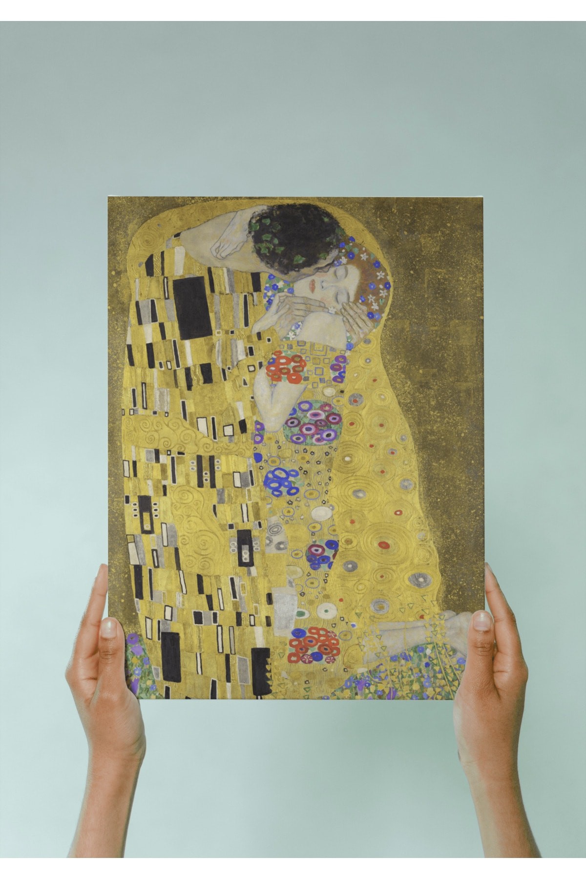 Premium Çerçevesiz Poster Başyapıtlar Serisi The Kiss Öpücük Klimt No:2 Poster