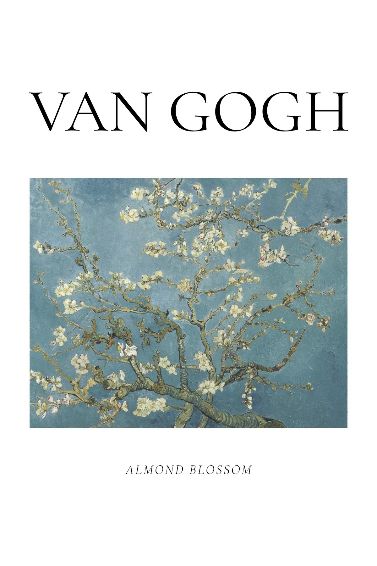 Ahşap Tablo Van Gogh Çiçek Açan Badem Ağacı (1890) Dekoratif Tablo Premium Çerçeveli Tablo