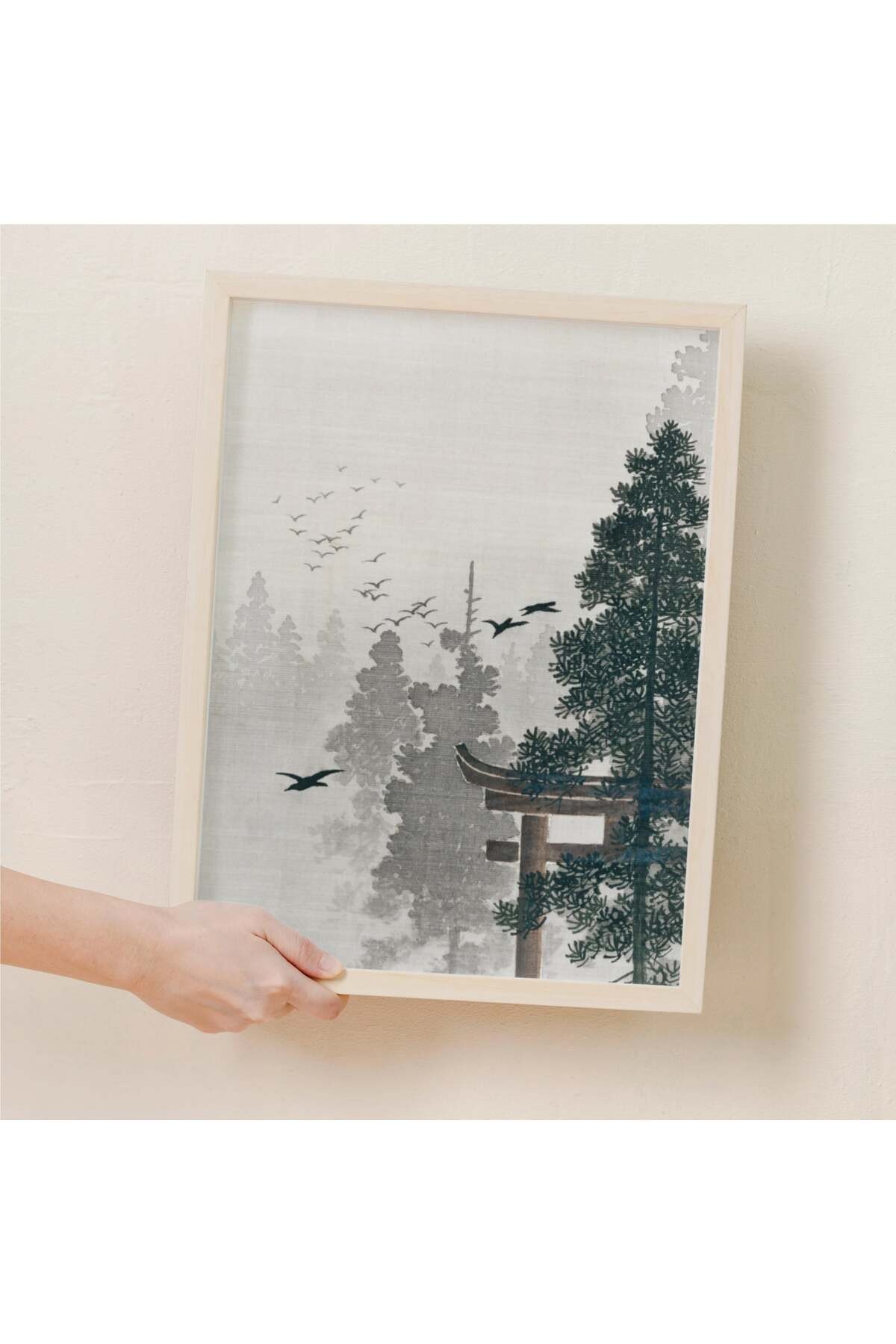 Ohara Flock Of Birds And A Torii Gate İn A Pine Tree Forest (1877-1945) N25 ÇERÇEVESİZ Poster