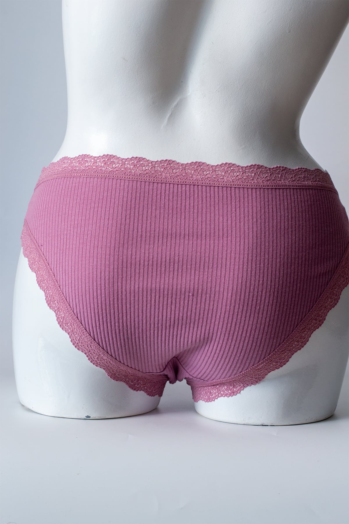 %100 Pamuk Ribana Bel Paça Dantel Kadın Bikini Külot
