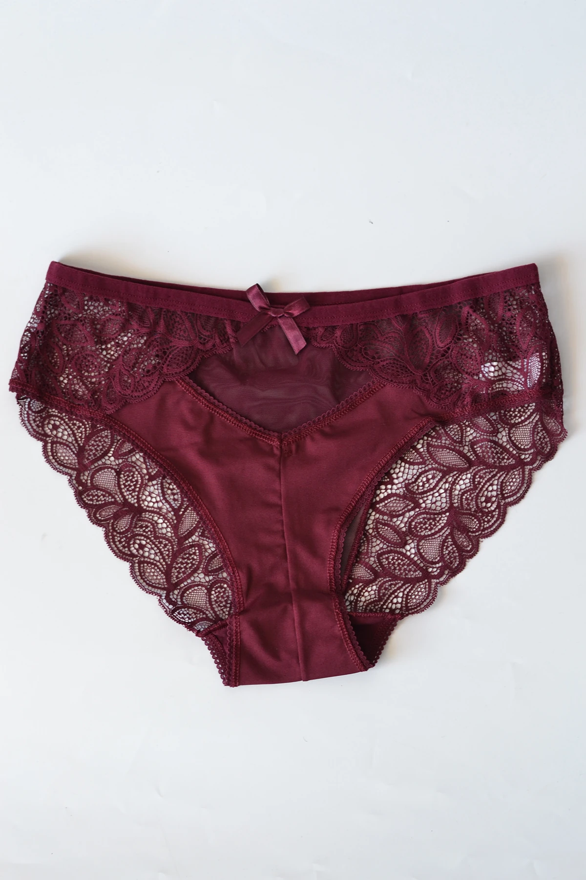 Büyük Beden Dantel Bato Kadın Külot - Bordo