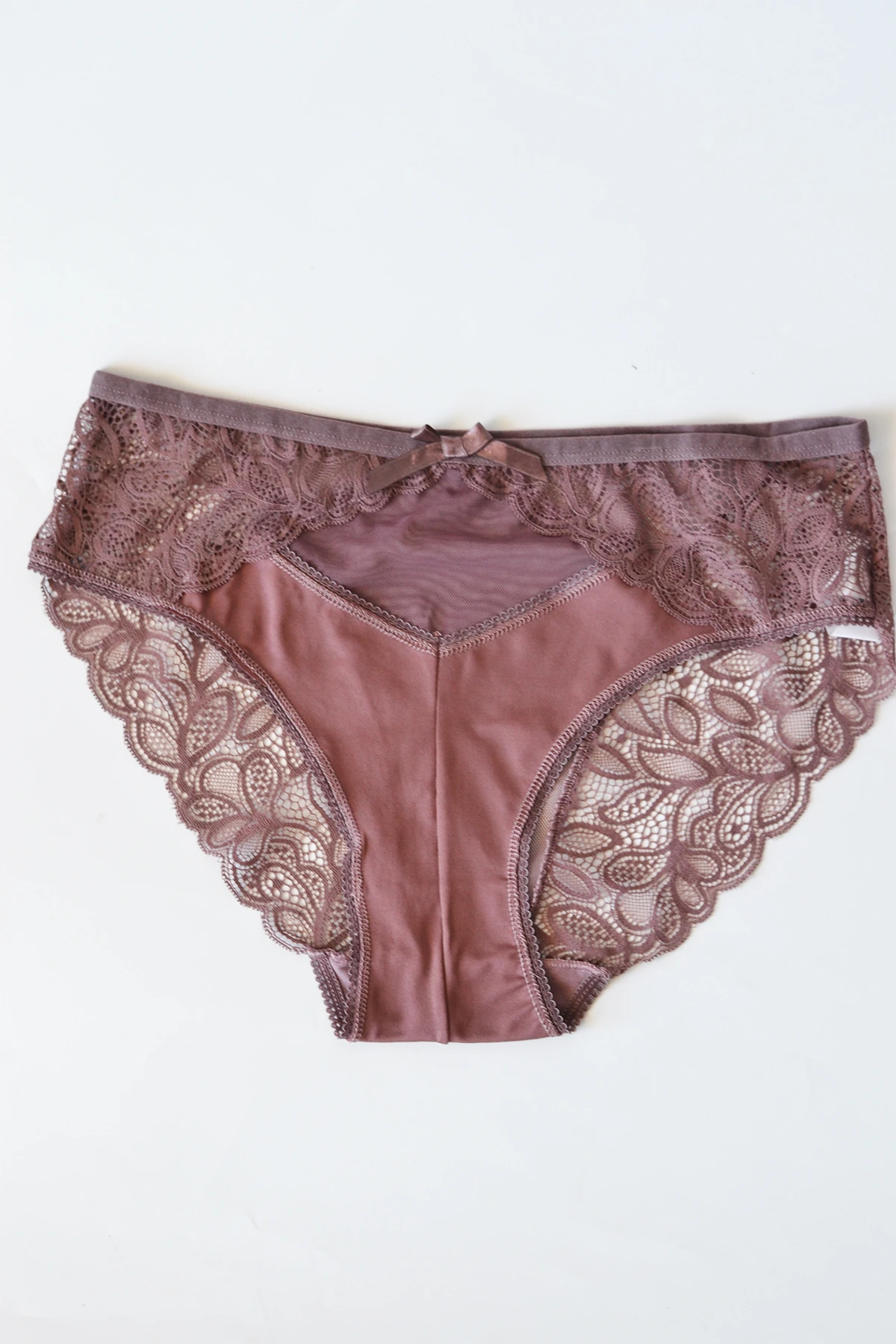 Büyük Beden Dantel Bato Kadın Külot - Mürdüm