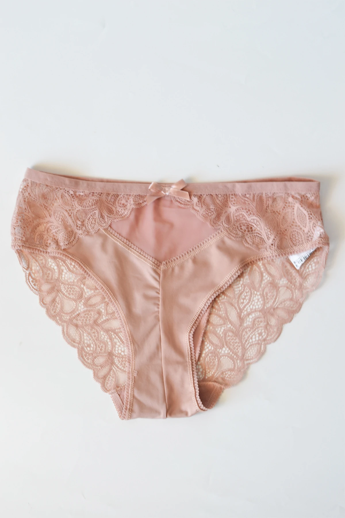 Büyük Beden Dantel Bato Kadın Külot - Pudra