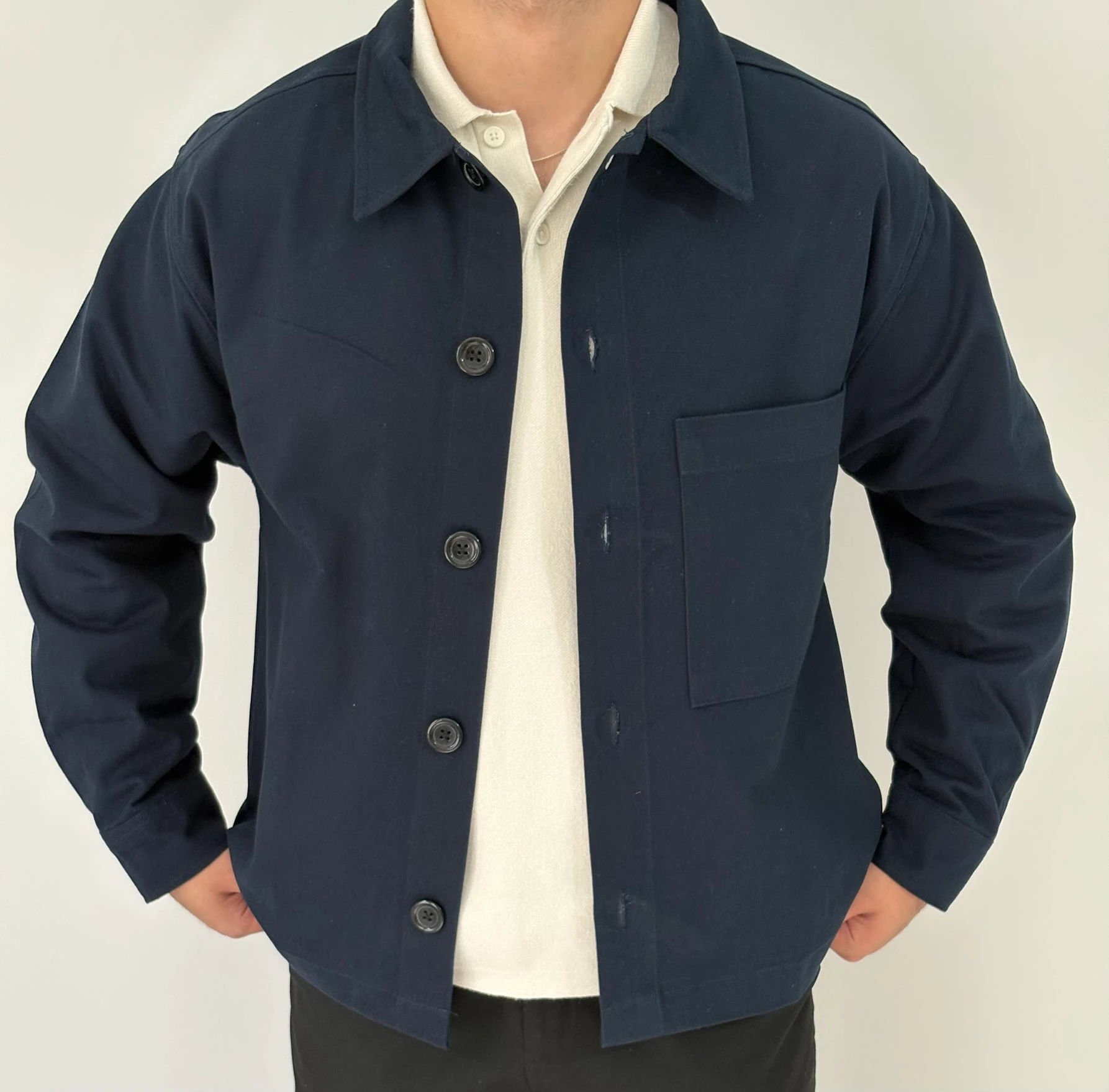 Tek Cepli Overshirt Ceket - Lacivert