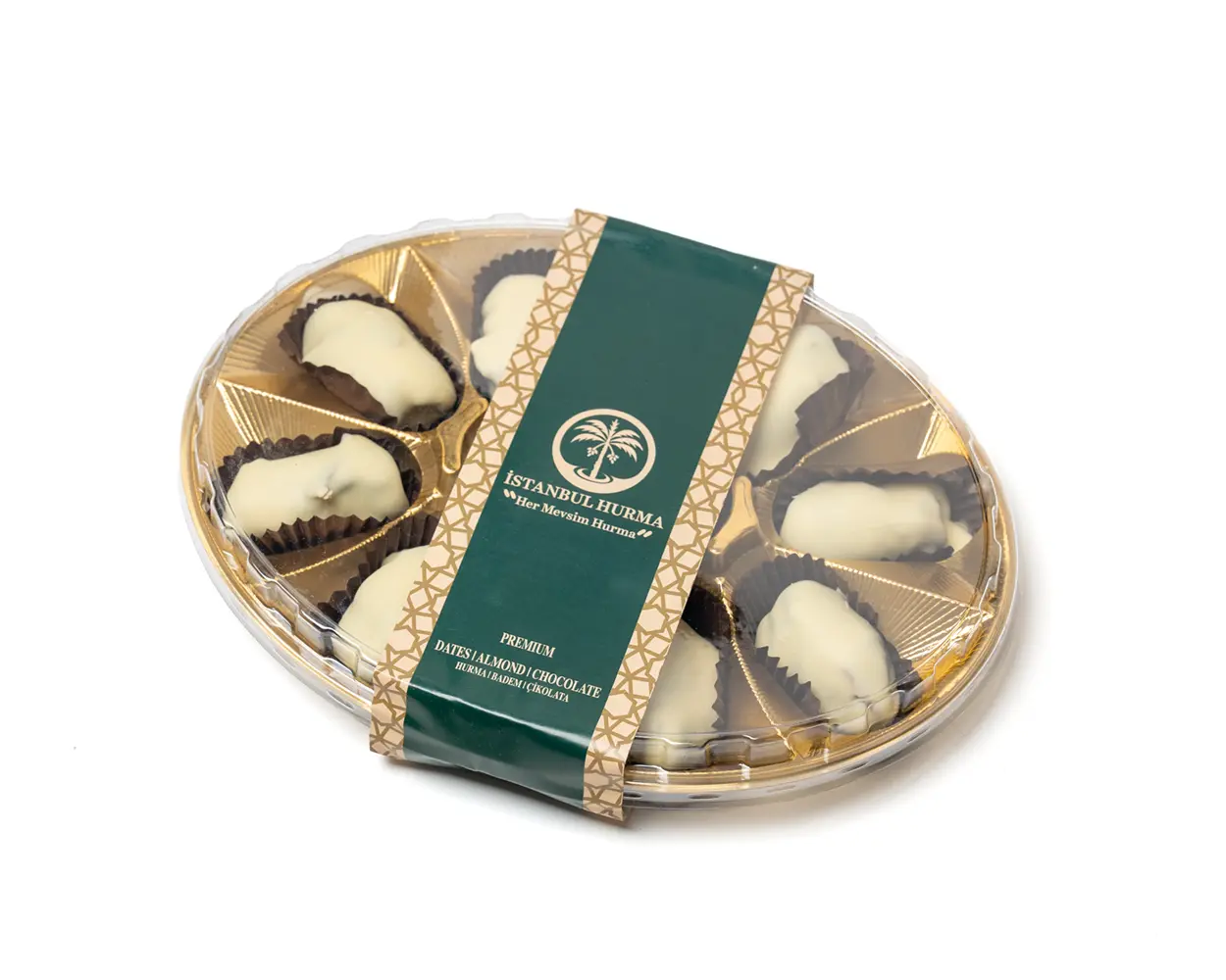 Beyaz Çikolata Kaplı Bademli Hurma