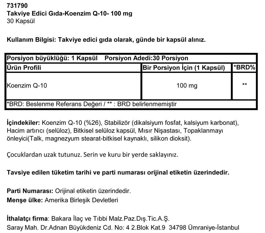 GNC Coenzyme Q10 - 100 Mg  - 30 Kapsül MİAD 09/16