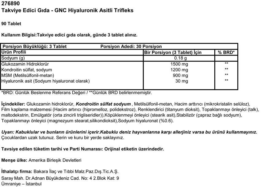 GNC Triflex with H.A -  90 tablet