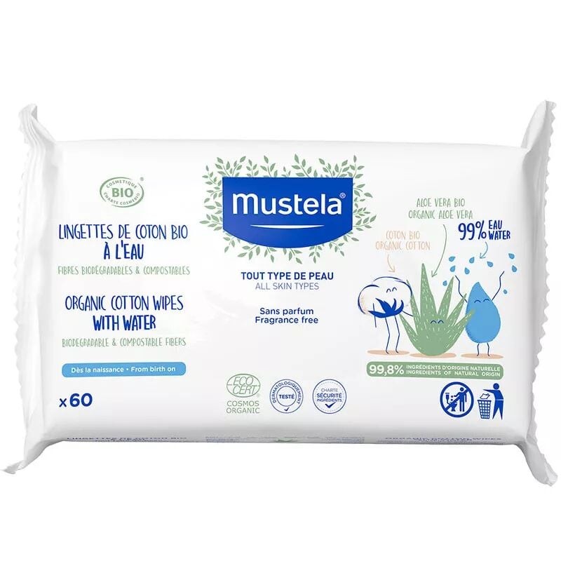 Mustela Organic Pamuklu Islak Mendil 60 Adet