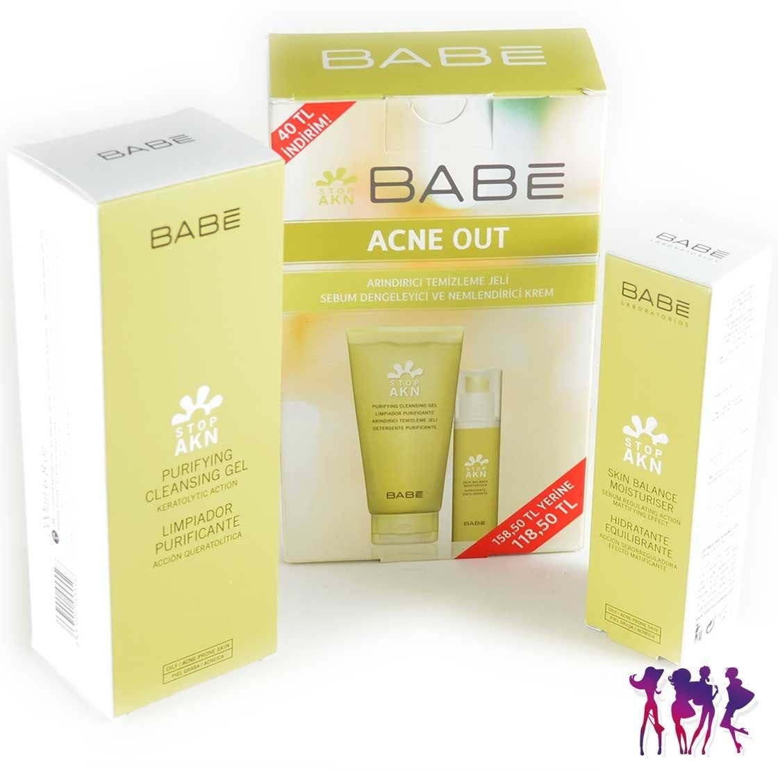 Babe Stop Akn Sebum Dengeleyici ve Nemlendirici Krem 50ml + Arındırıcı Temizleme Jeli 200ml