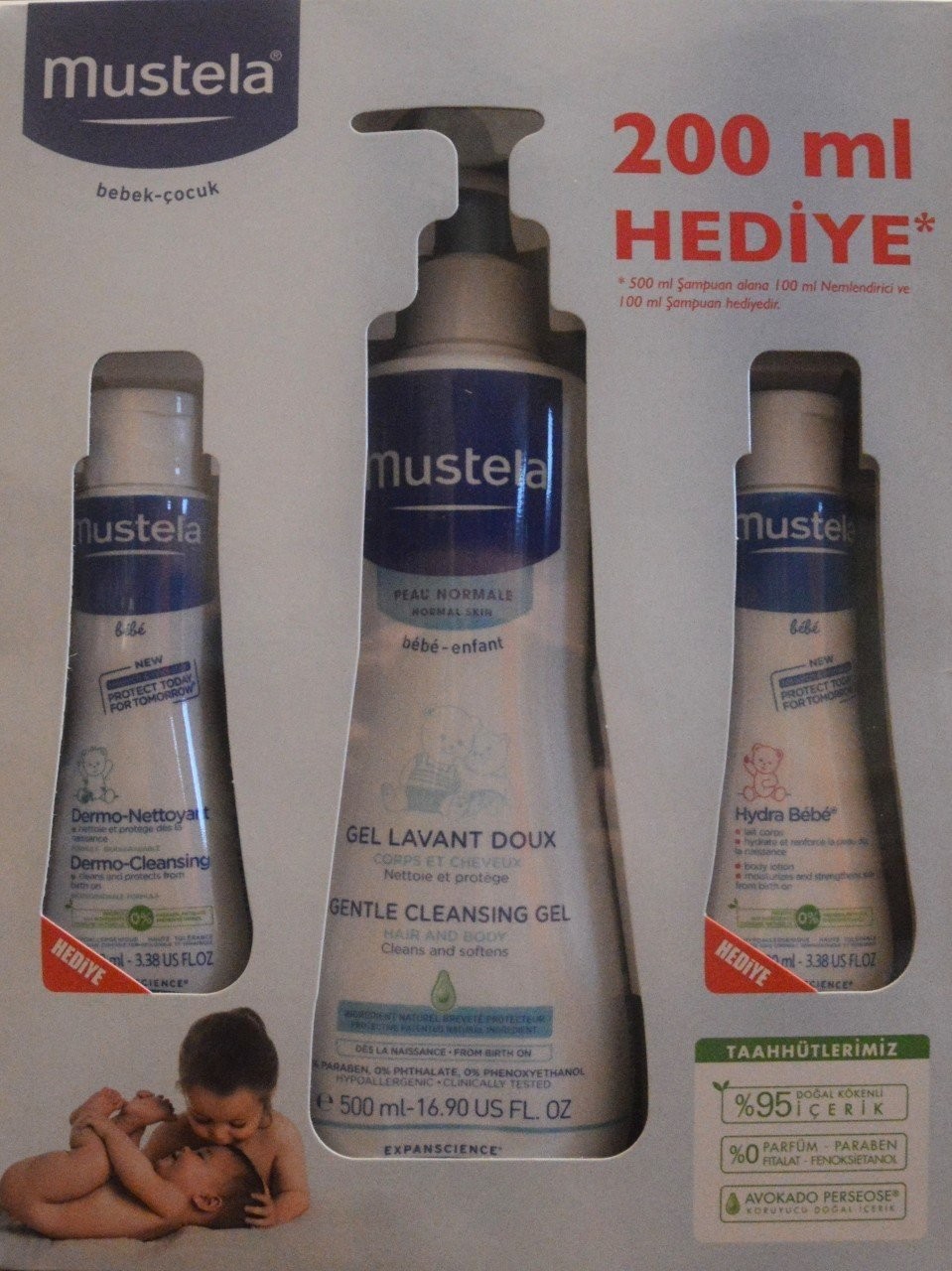 Mustela Gentle Cleansing Gel 500ml+Dermo-Cleansing 100ml+Hydra Bebe 100ml HEDİYELİ!