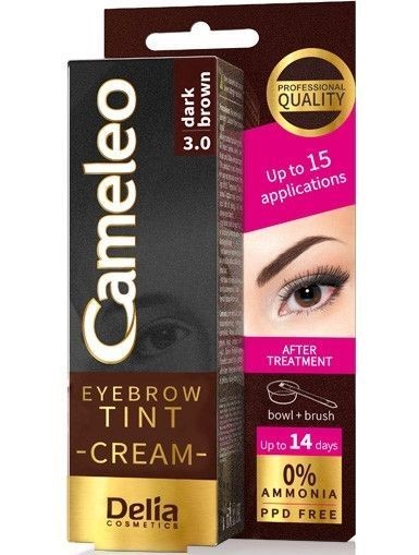 Delia Cosmetics Cameleo Eyebrow Tint Cream 3.0 Dark Brown - Koyu Kahve Krem Kaş Boyası