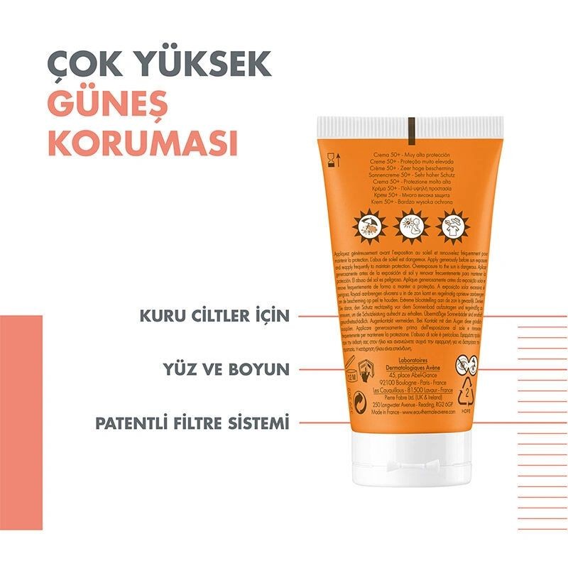 Avene Solaire SPF 50+ Güneş Kremi 50 ml