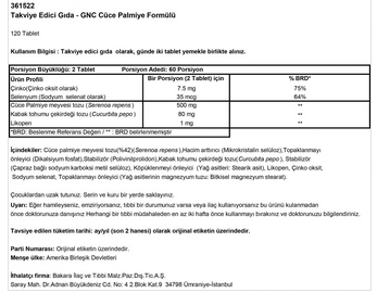 GNC Saw Palmetto Formula 120 Tablet MİAD 03/2018