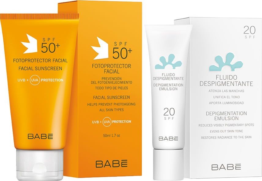Babe Yüz İçin SPF50+ Güneş Koruyucu Krem 50ml+Babe SPF20 Depigmentasyon Emülsion 30ml HEDİYE!