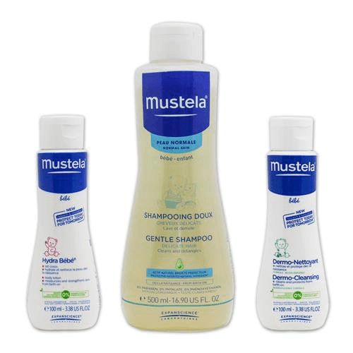 Mustela Baby Şampuan 500 ml + Dermo Cleansing Şampuan 100 ml + Nemlendirici Losyon 100 ml HEDİYELİ