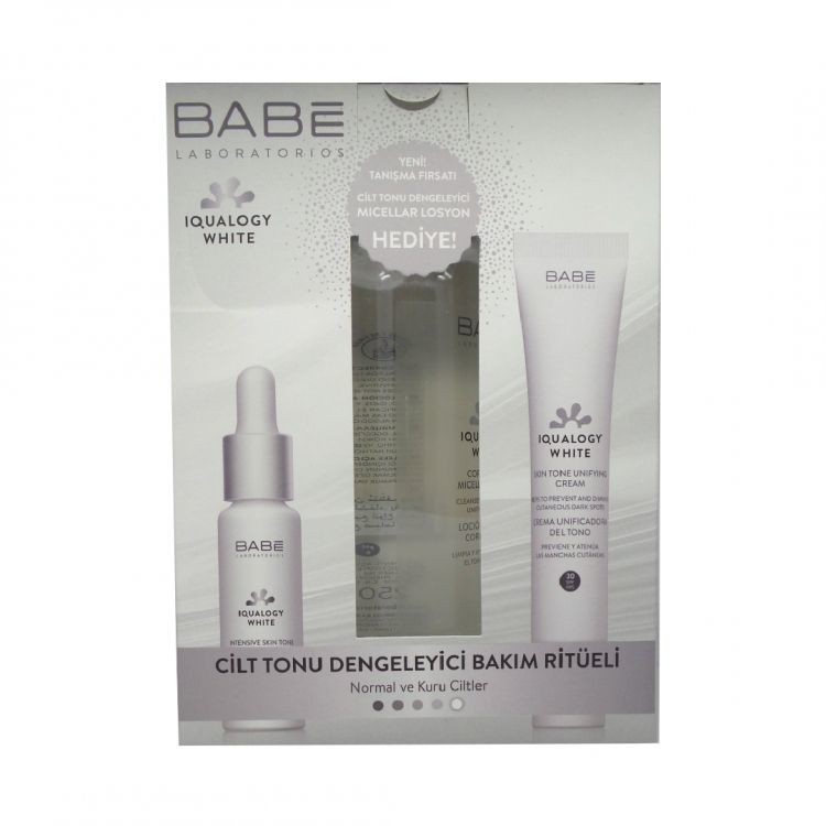 Babe Iqualogy White Normal ve Kuru Ciltler İçin Cilt Tonu Dengeleyici Set-Miceller Losyon HEDİYE