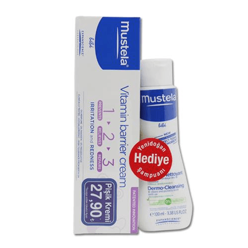 Mustela Vitamin Barrier 1-2-3 Cream 100ml + Mustela Dermo Cleansing 100ml HEDİYE!