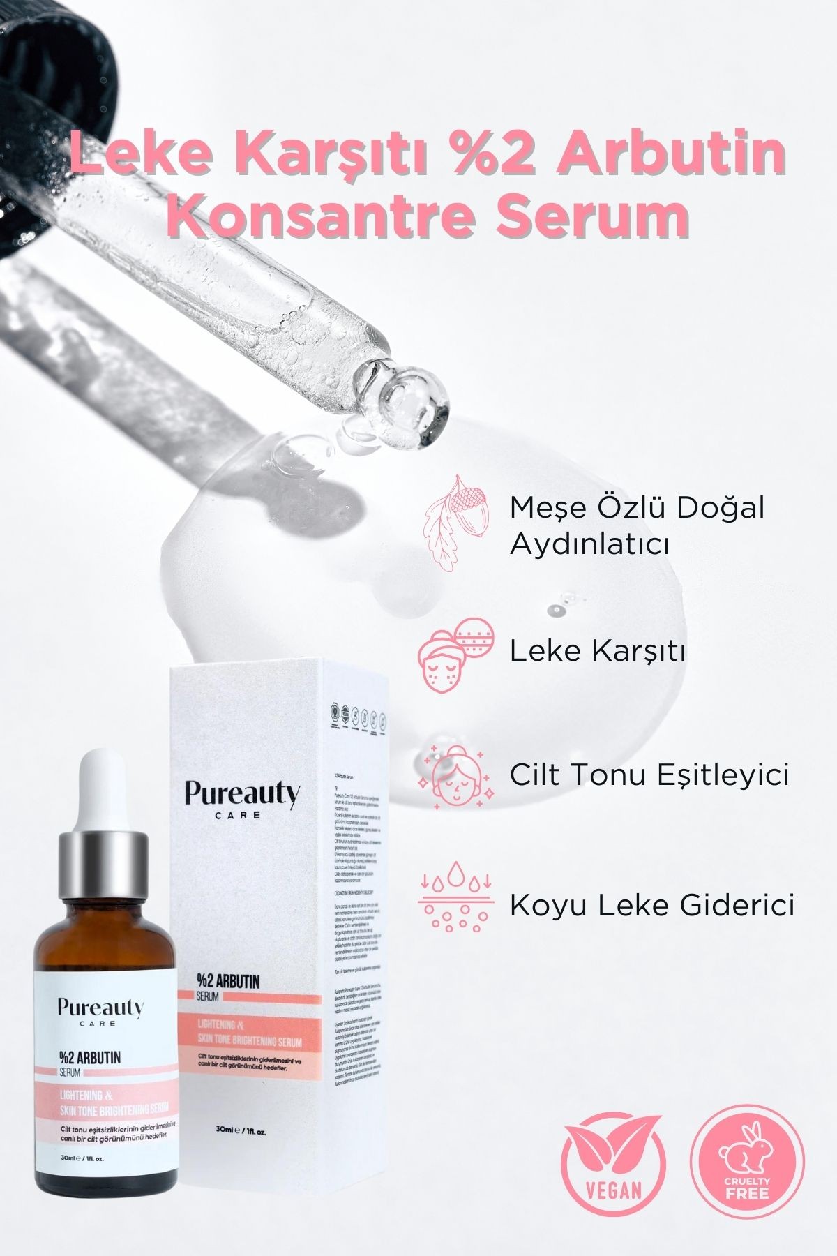 Leke Karşıtı Cilt Tonu Eşitleyici Aydınlatıcı Konsantre %2 Arbutin Serum