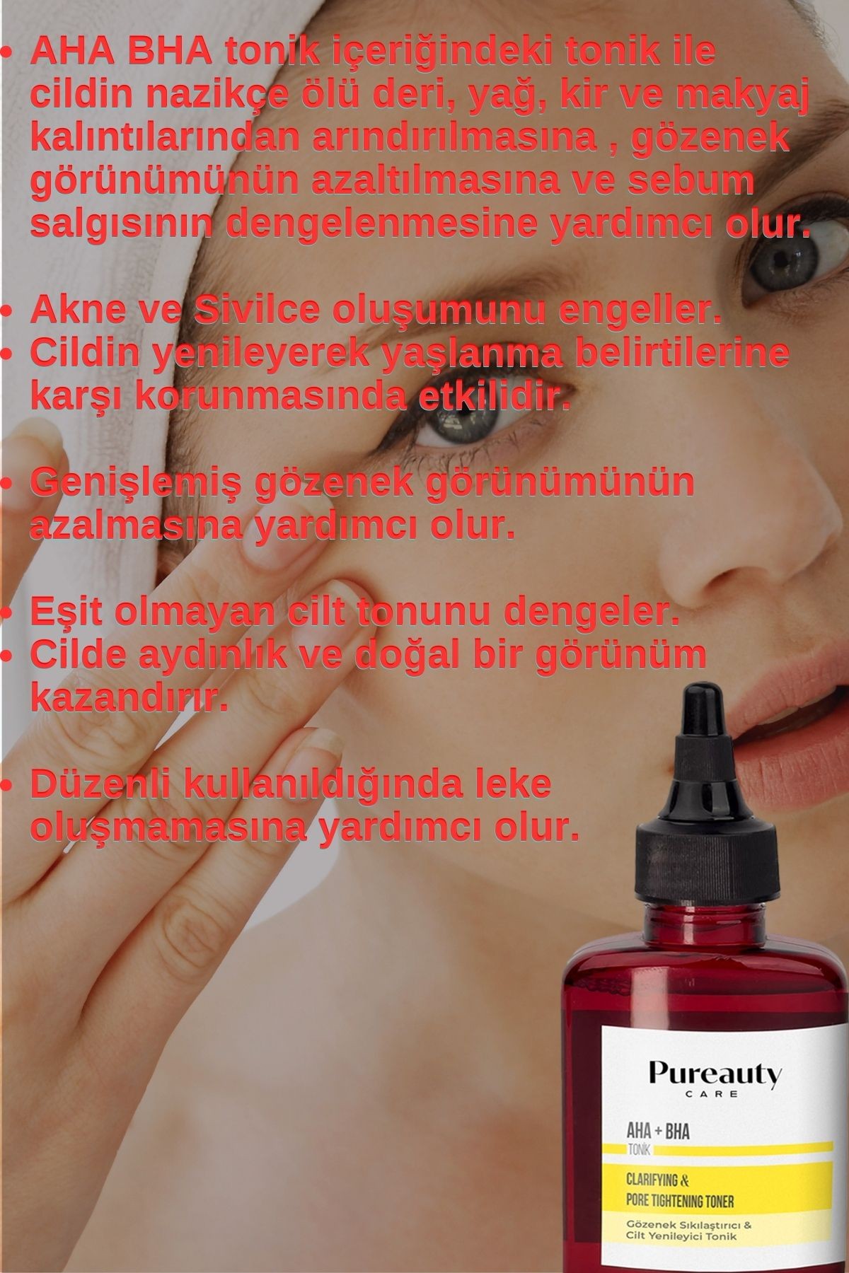 Akne ve Leke Karşıtı Gözenek Sıkılaştırıcı Cilt Yenileyici AHA+BHA Tonik