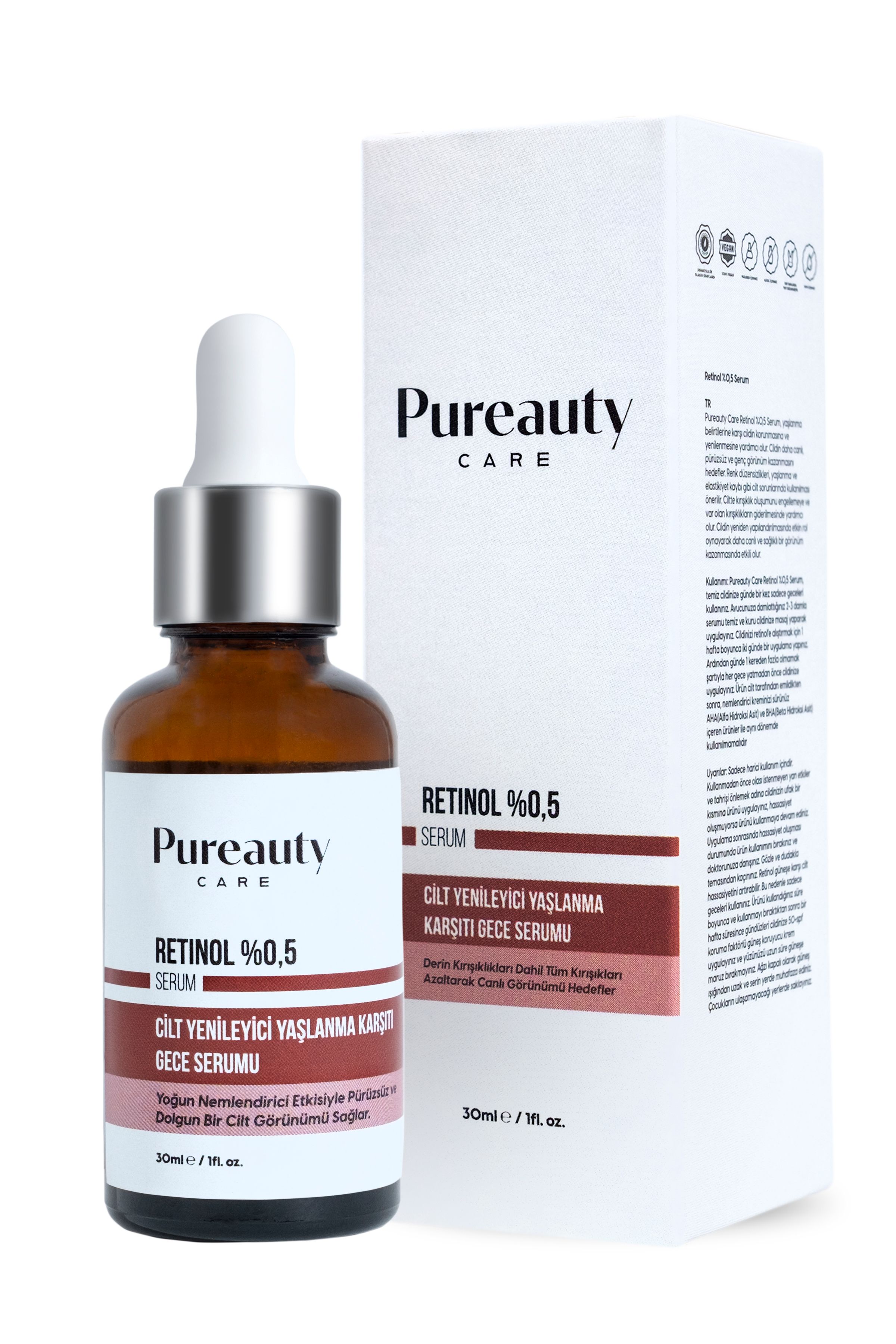 Retinol %0,5 Kırışıklık Ve Yaşlanma Karşıtı Cilt Yenileyici Aydınlatıcı Saf Gece Serumu