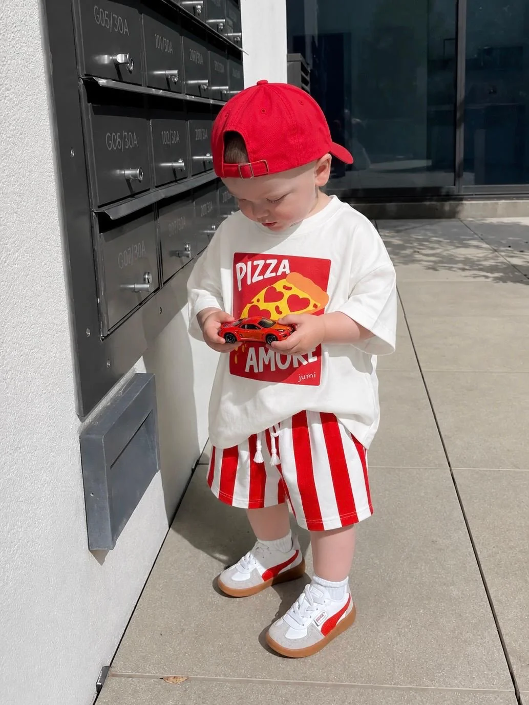 Pizza Amore Çizgili Şortlu Takım