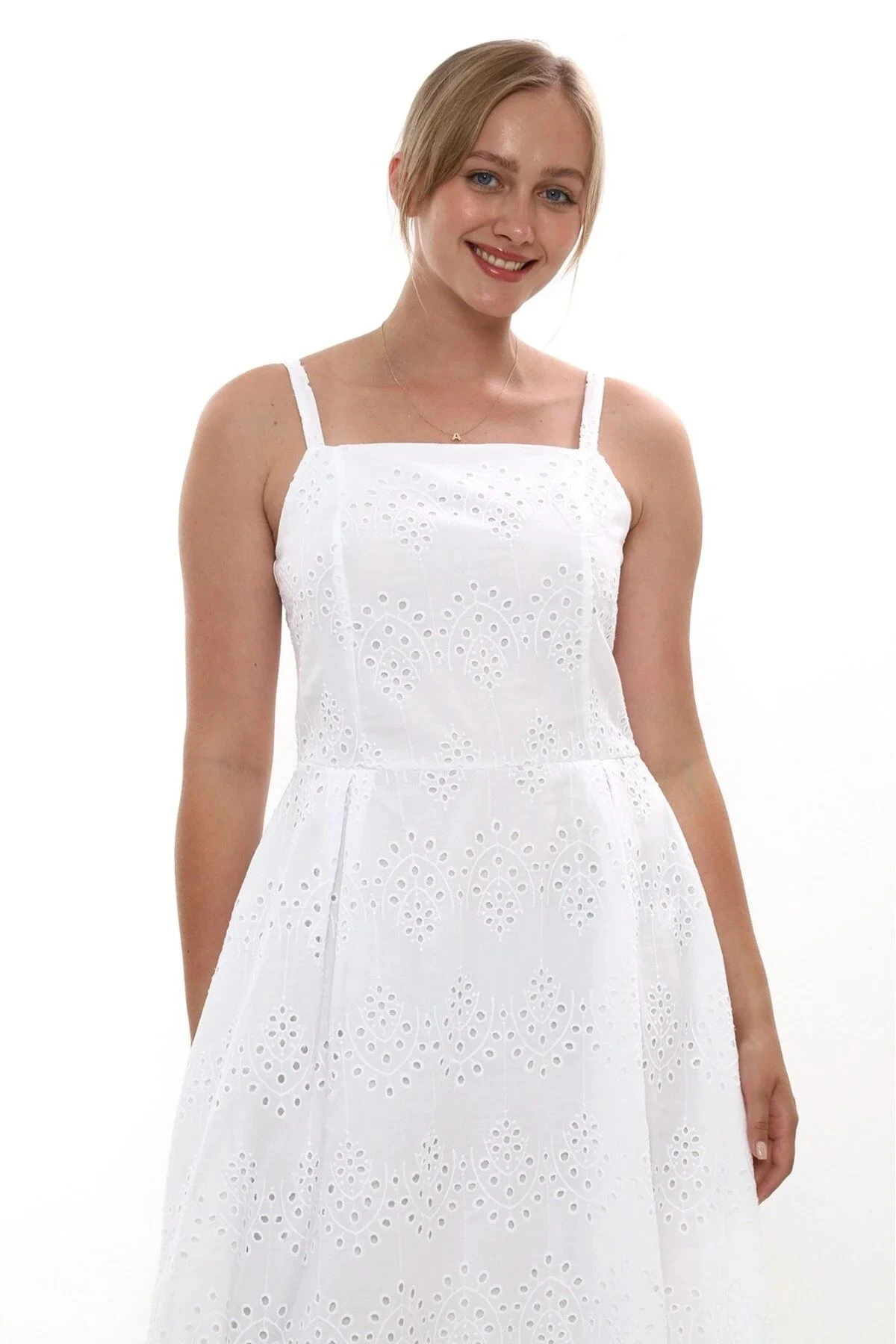 Askılı Ip Detaylı Pamuklu Vual Elbise 437