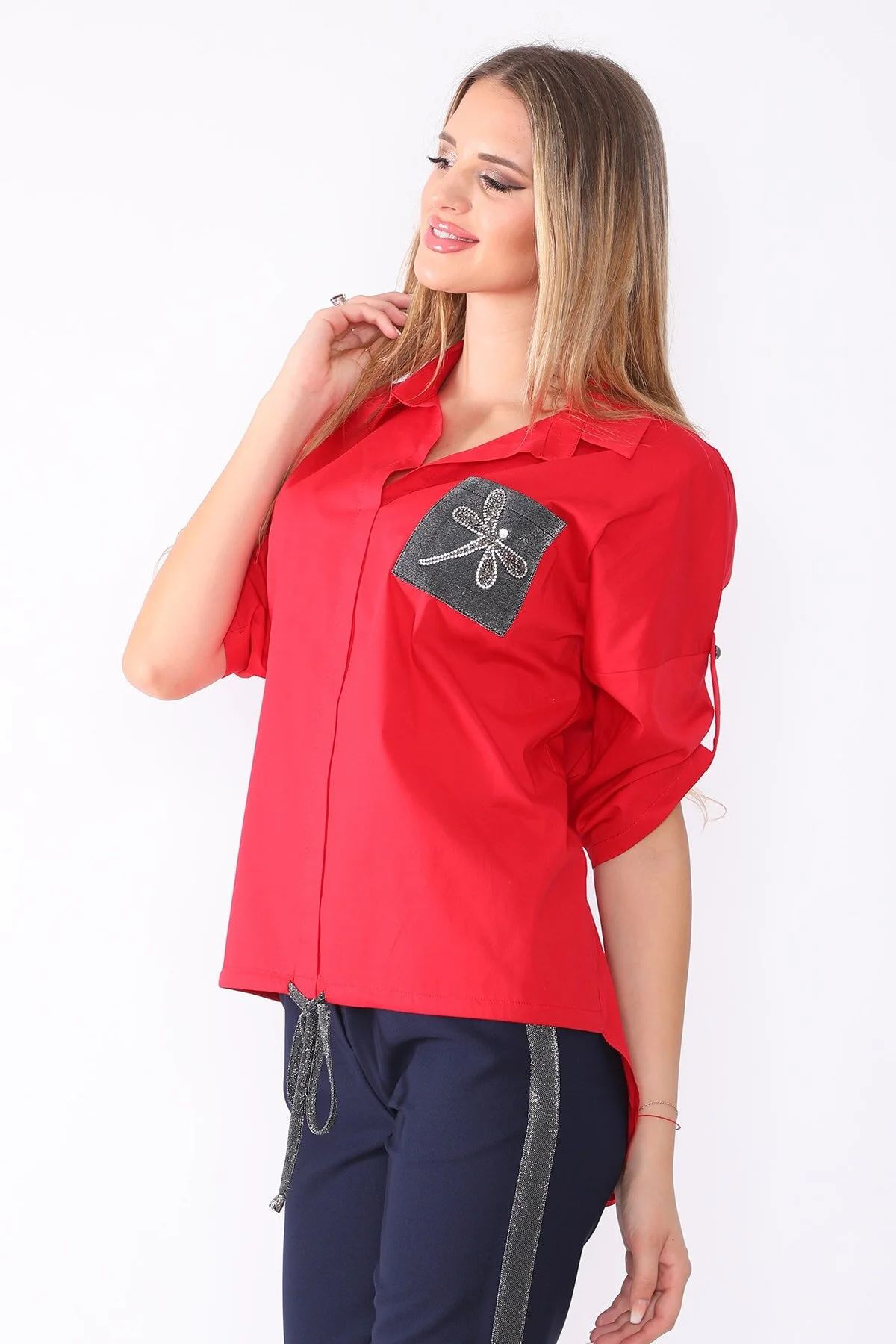 Kadın Kırmızı Spor Gömlek