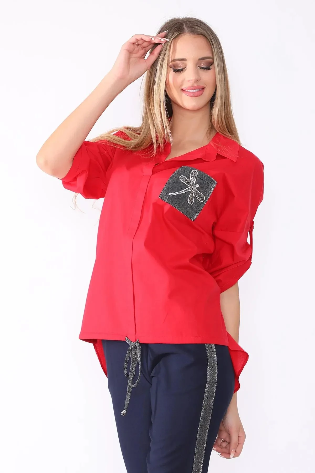 Kadın Kırmızı Spor Gömlek