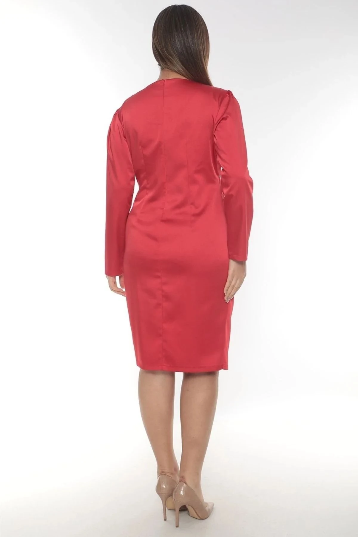 X Modapo Kadın Taş Işlemeli Kruvaze Midi Elbise