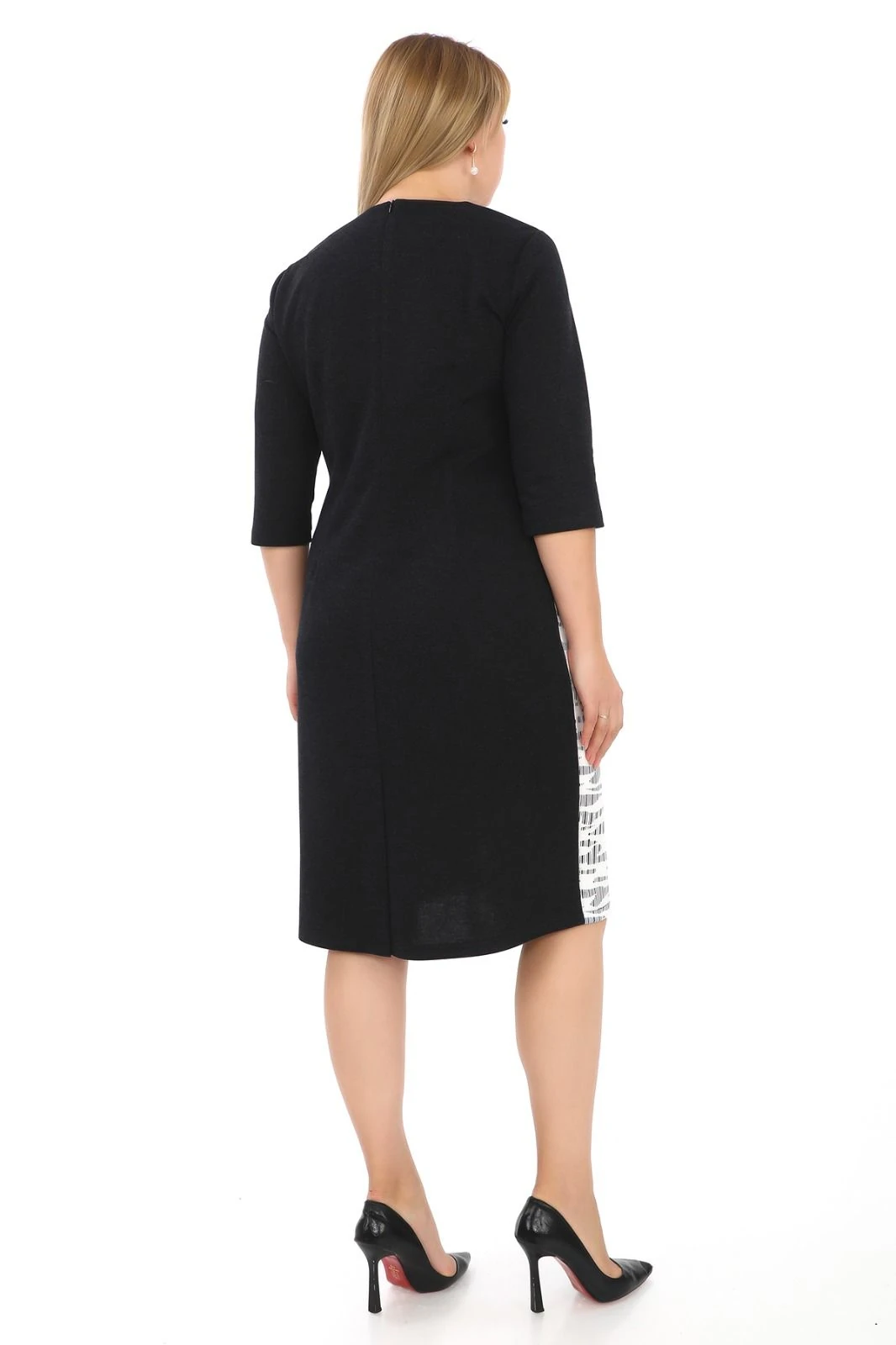 Bisiklet Yaka Desenli Düğme Detaylı Abiye Elbise 7071