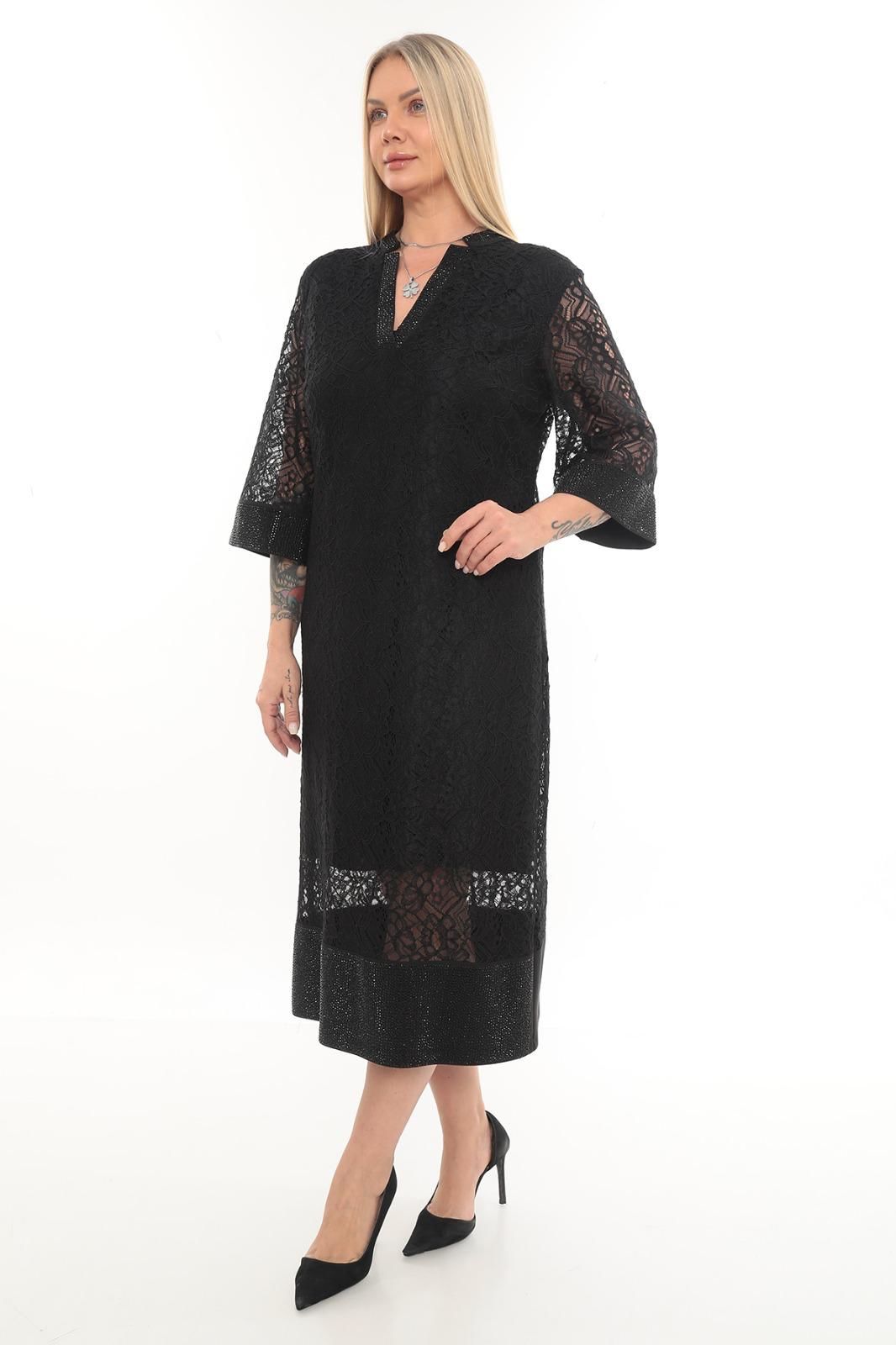 Dantel ve taş Detaylı abiye Elbise ETS7212