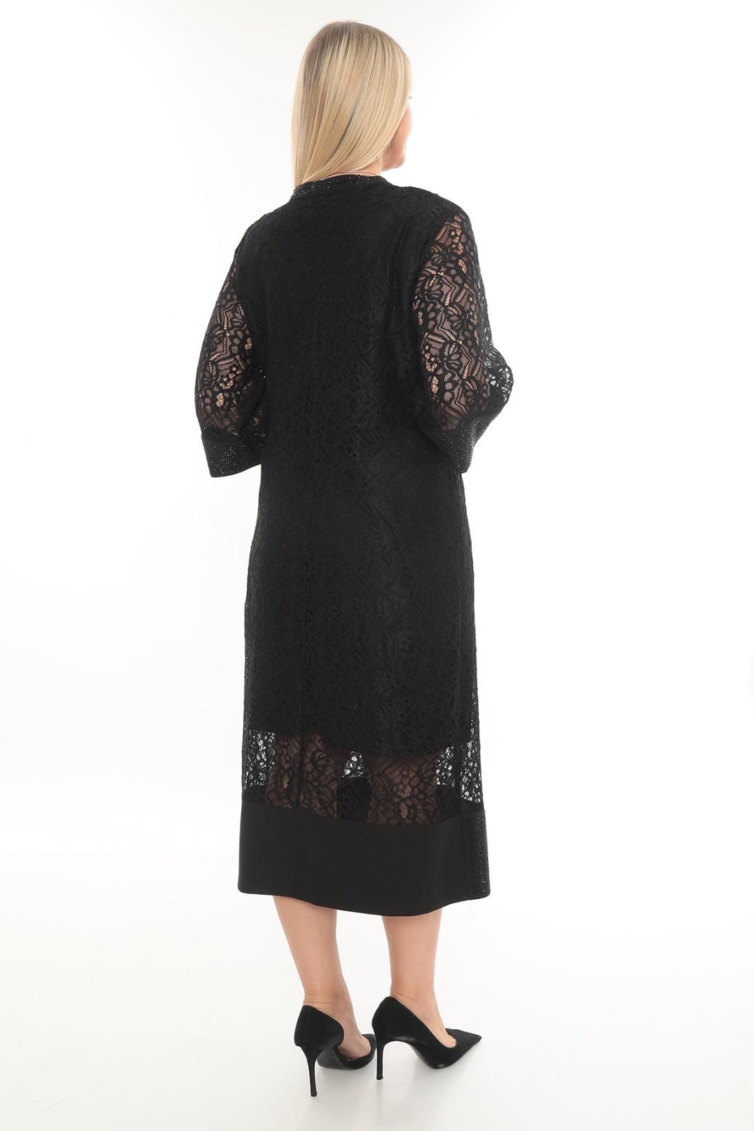 Dantel ve taş Detaylı abiye Elbise ETS7212